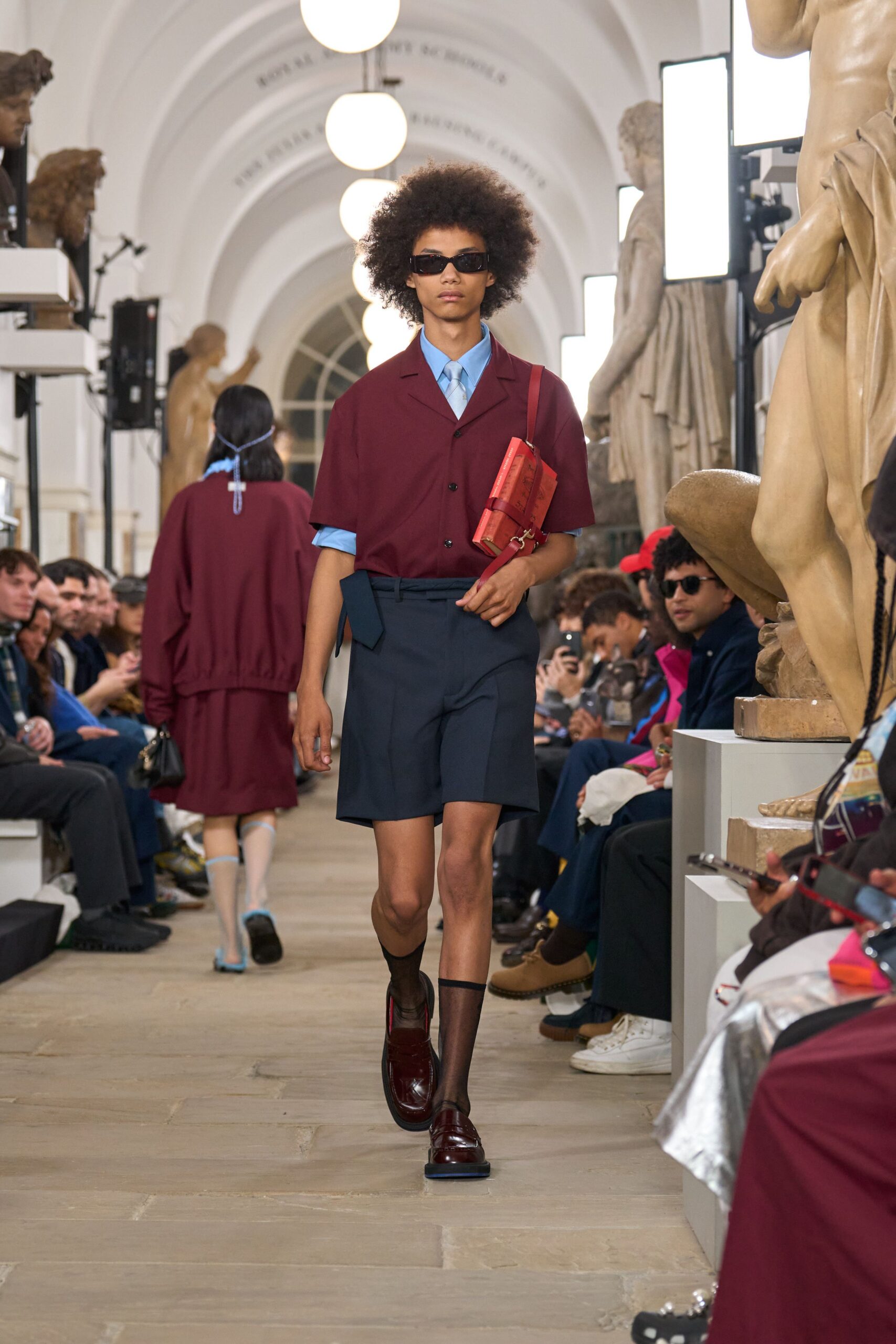 maroon blazer with blue shirt