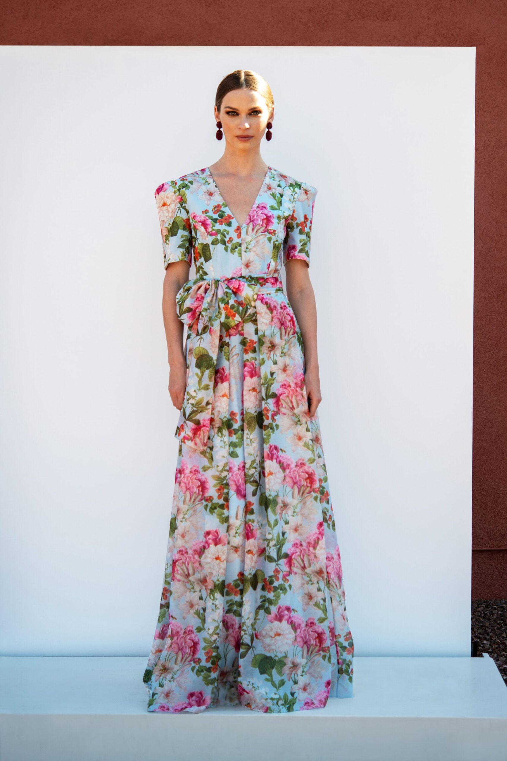 floral silk maxi gown