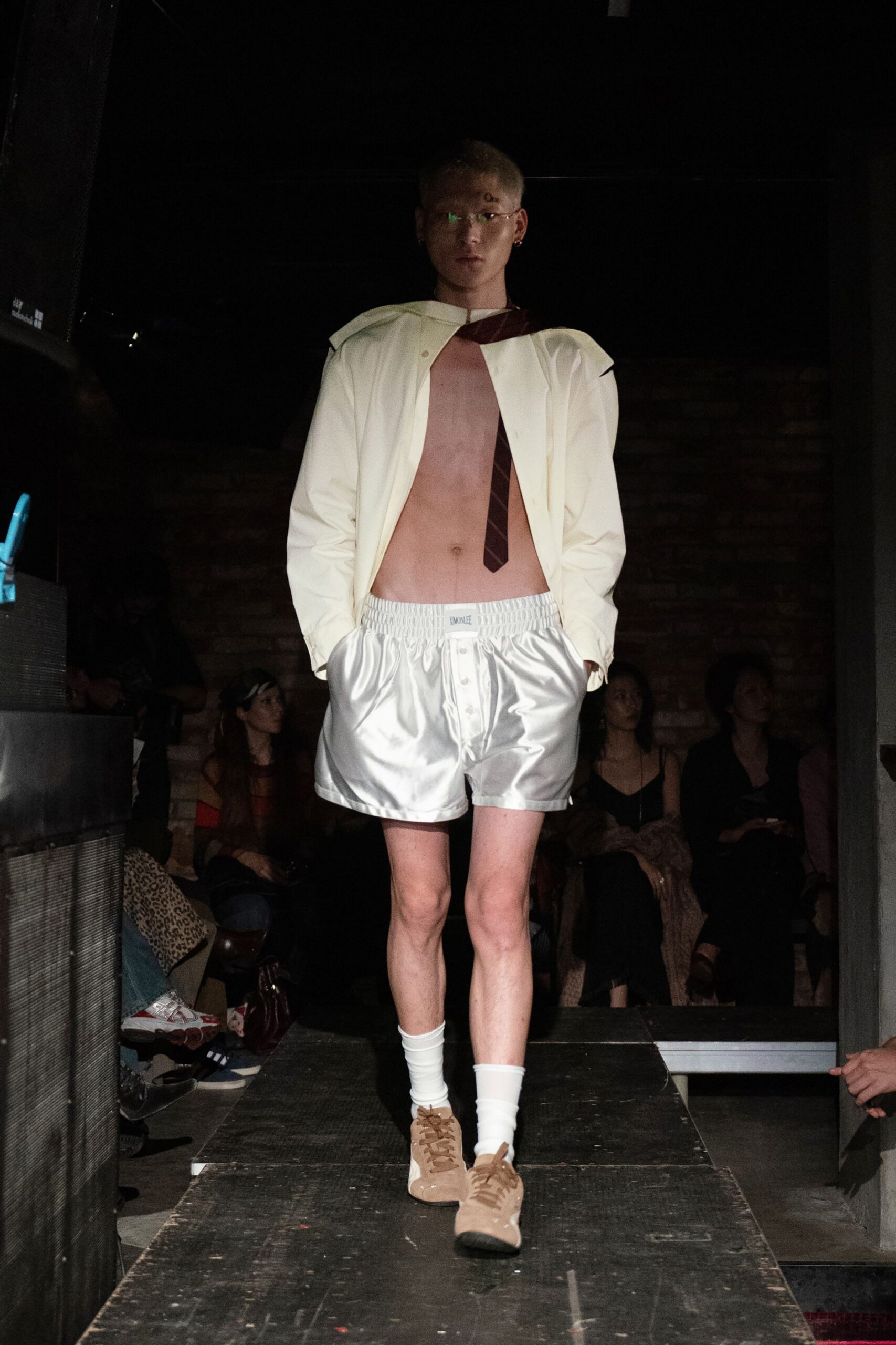 gray satin relaxed pleated short shorts