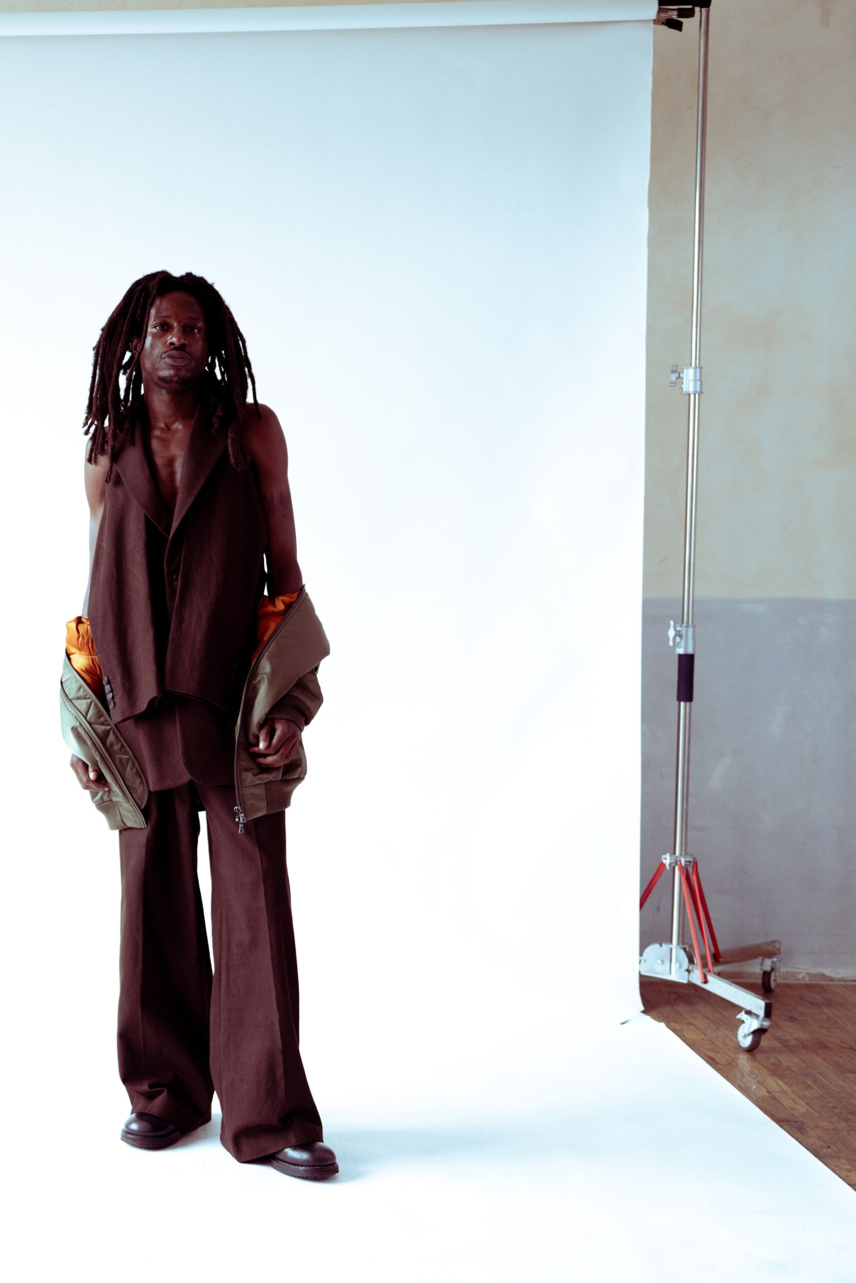 brown cotton vest and pants