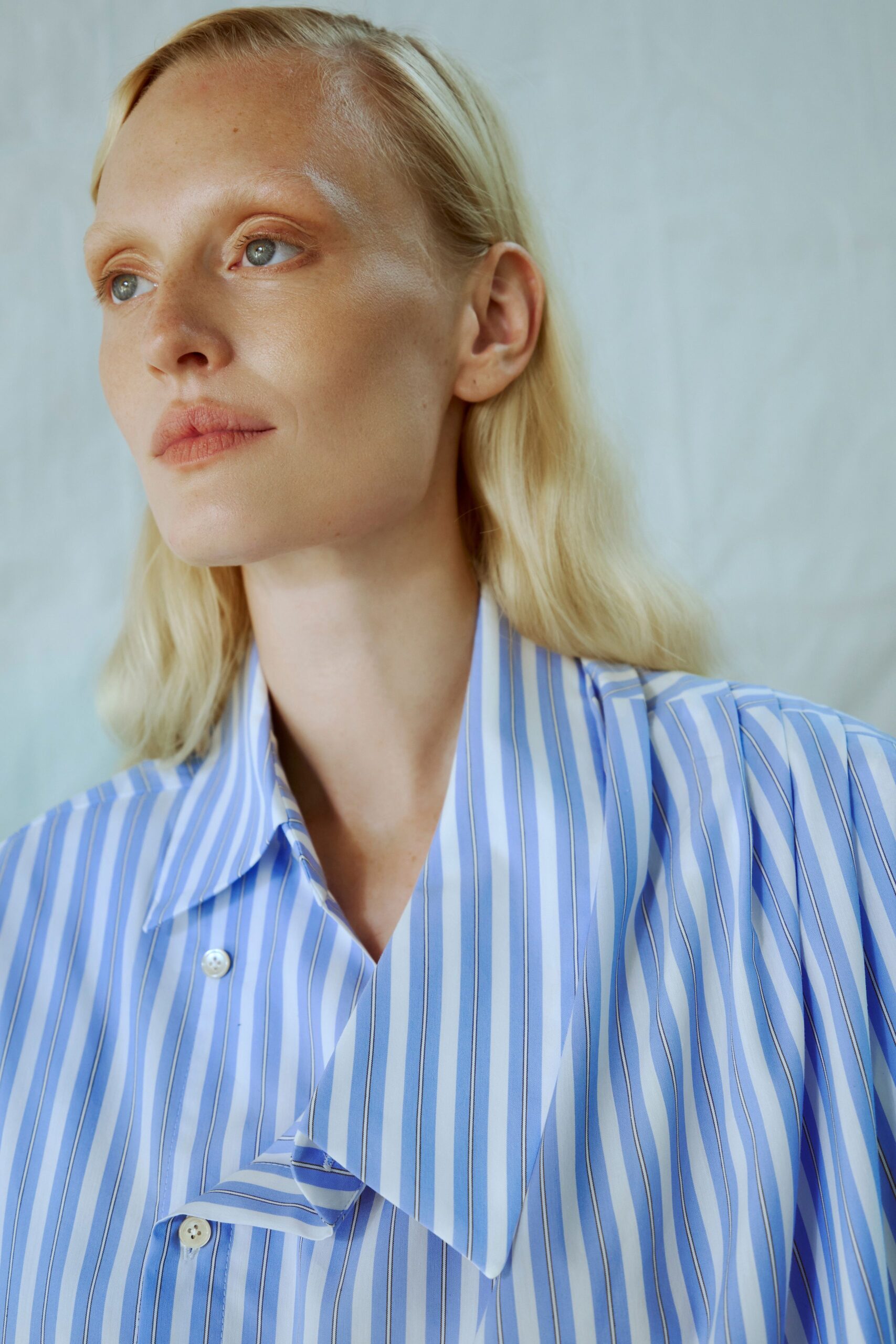 blue and white striped shirt