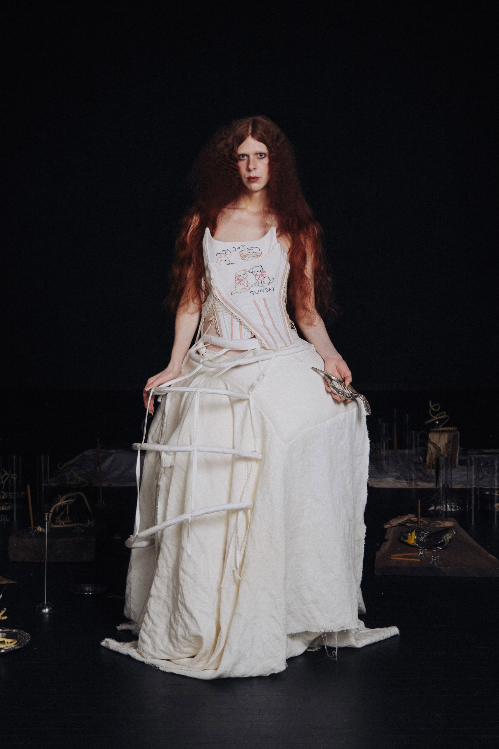 white fitted sleeveless gown