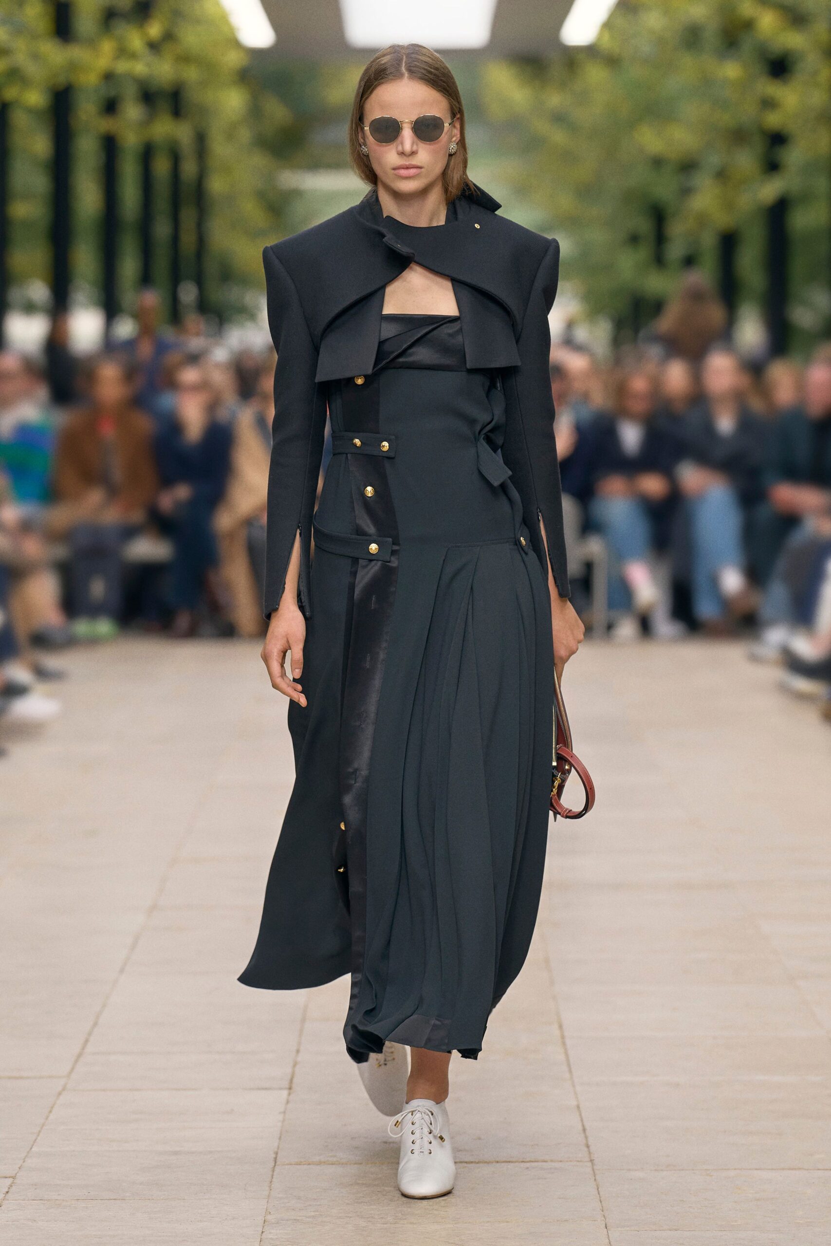 black midi dress with long sleeves
