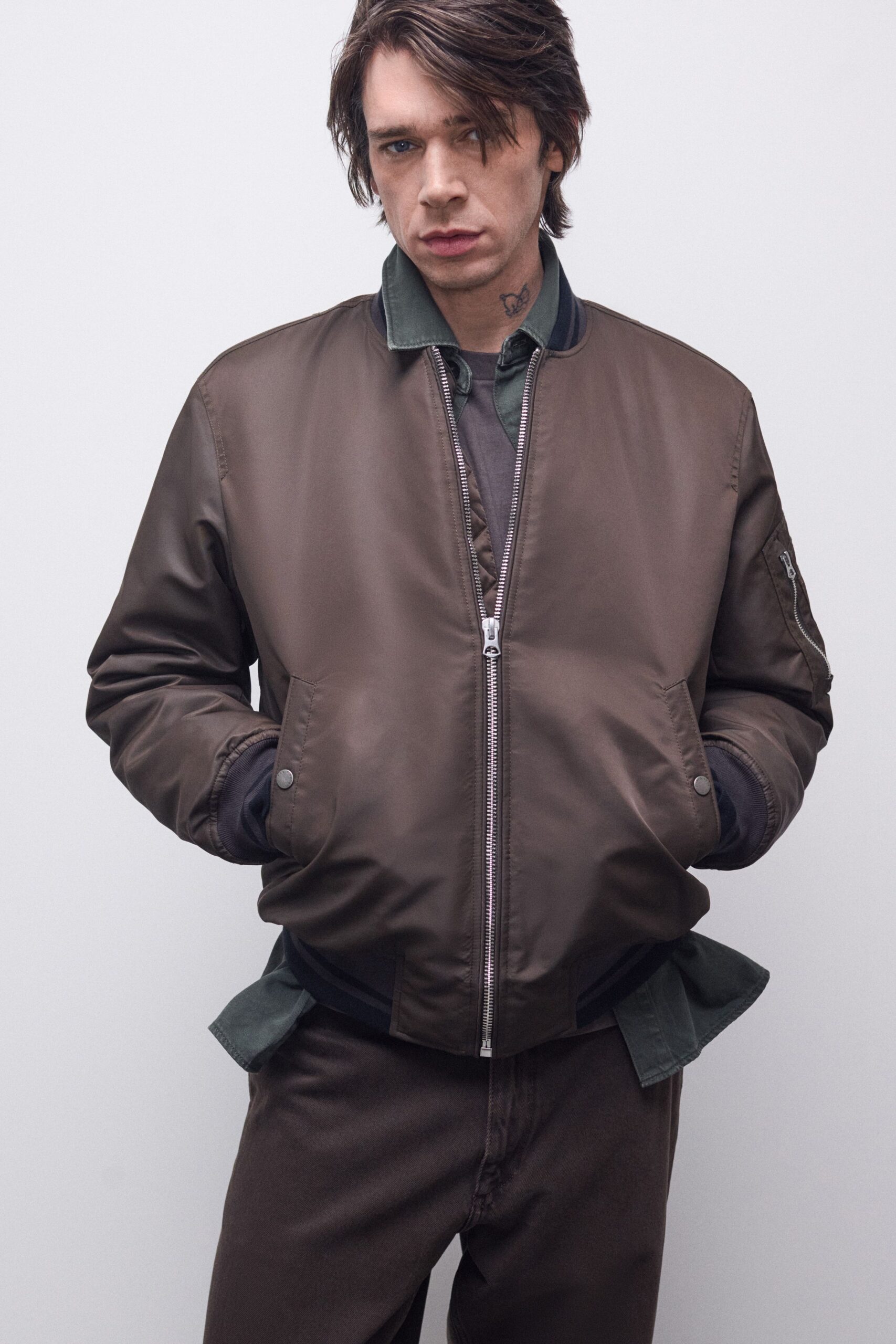 brown fitted jacket and pants