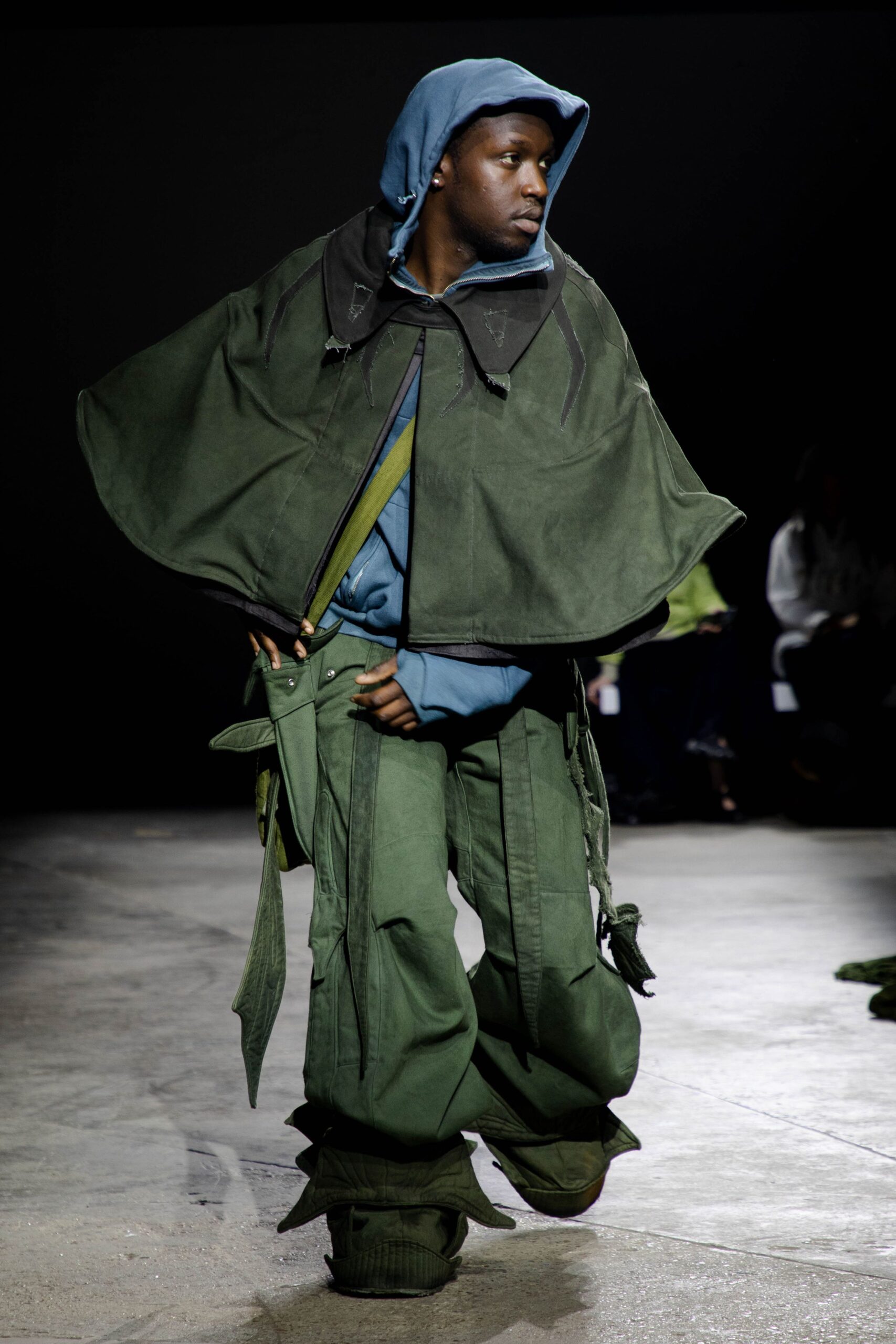 green cotton oversized cape
