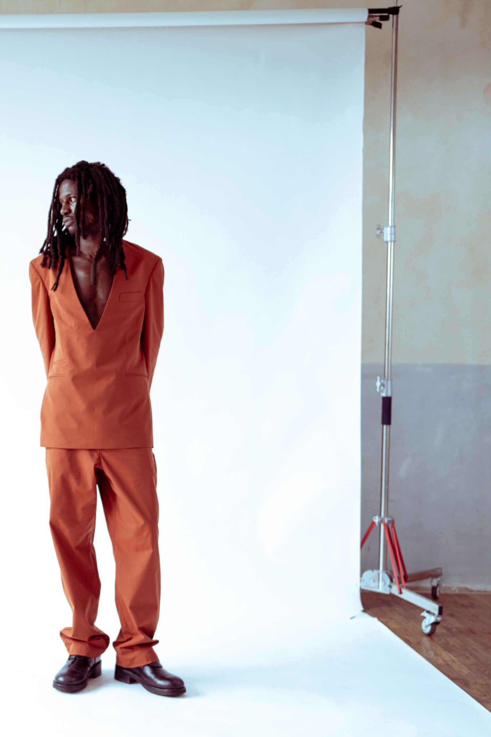orange tailored pants