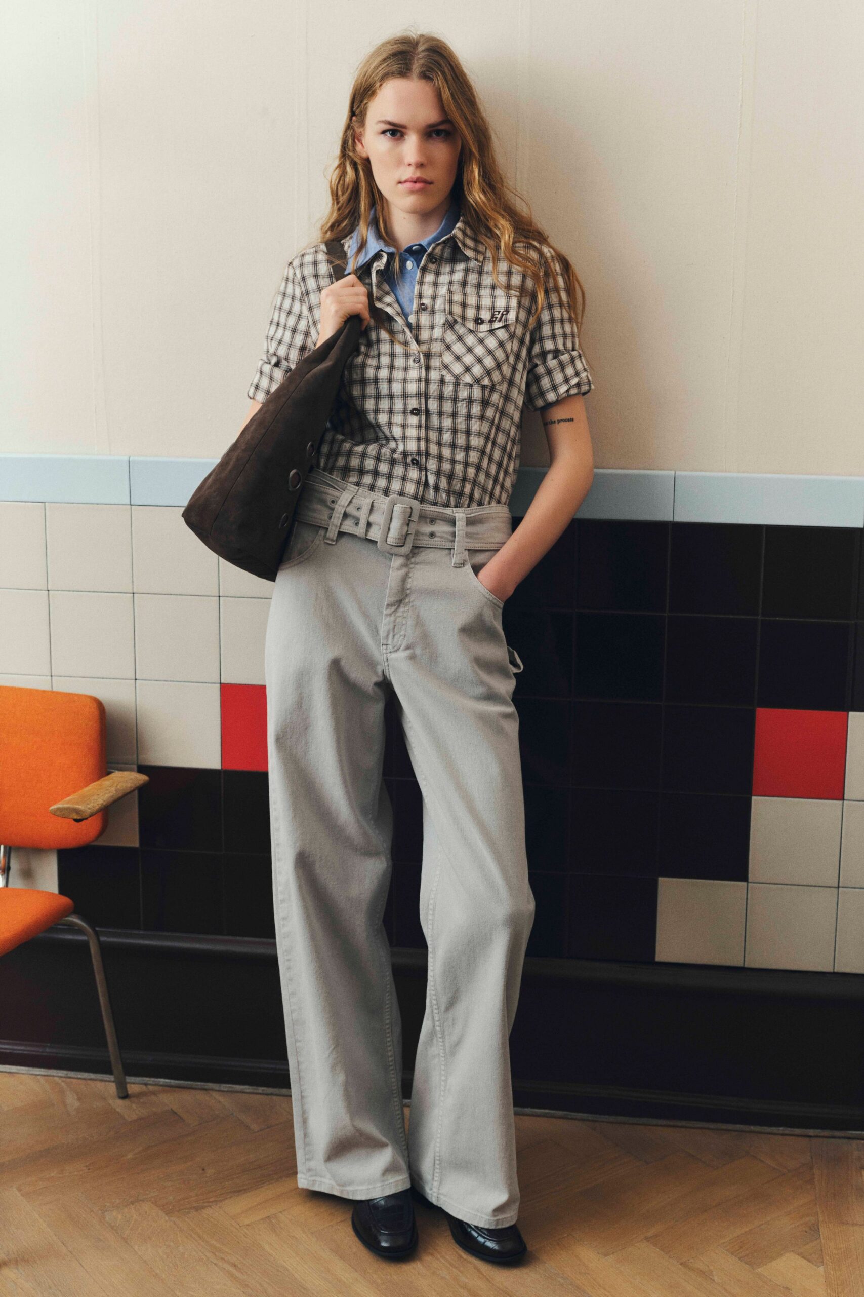 checked shirt relaxed pants