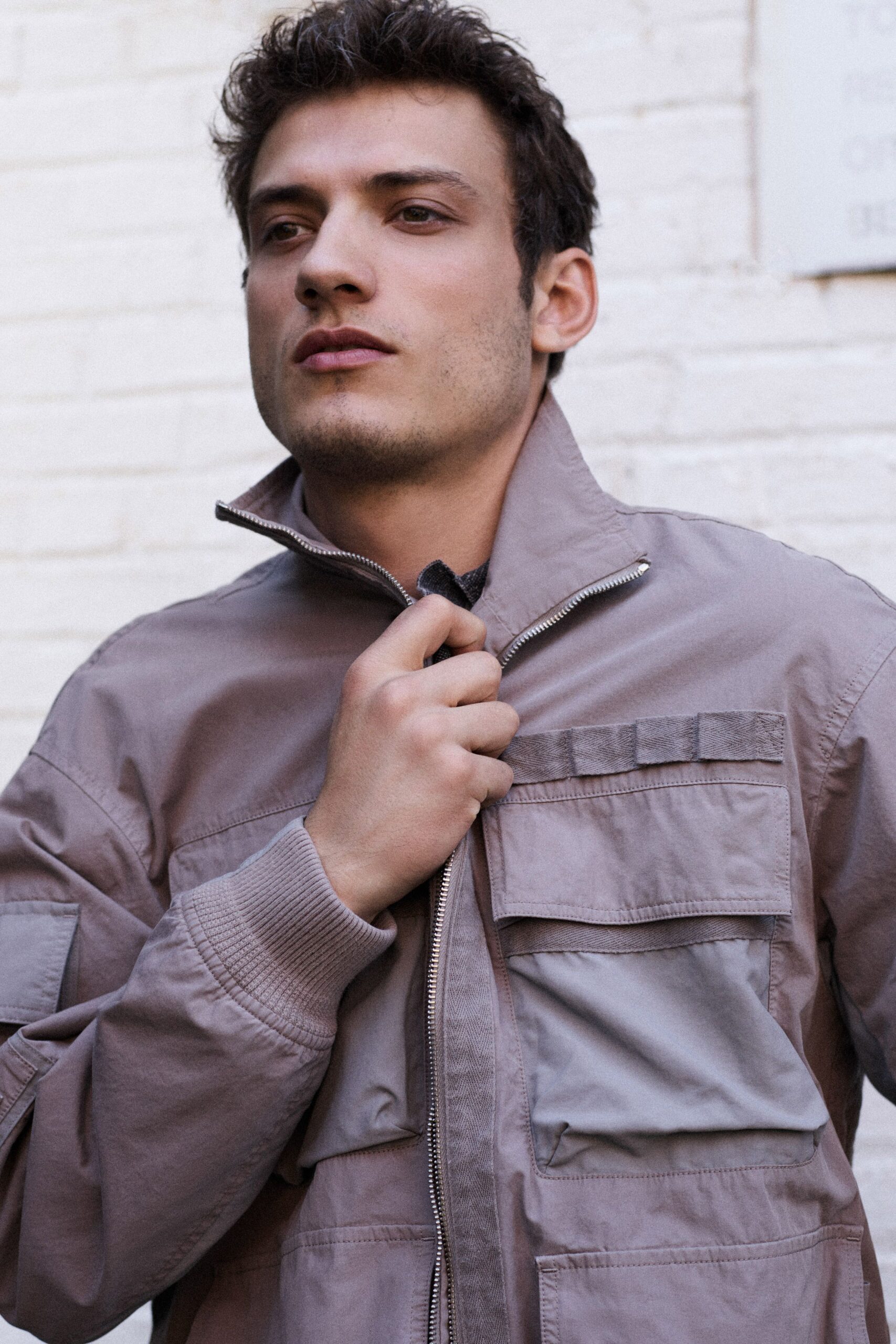 beige relaxed cotton jacket
