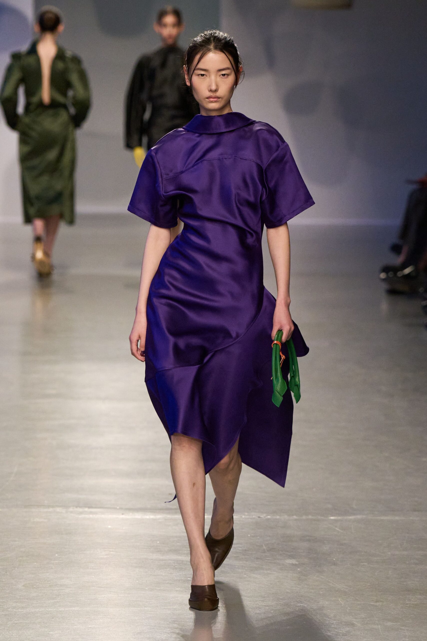 purple silk asymmetric dress