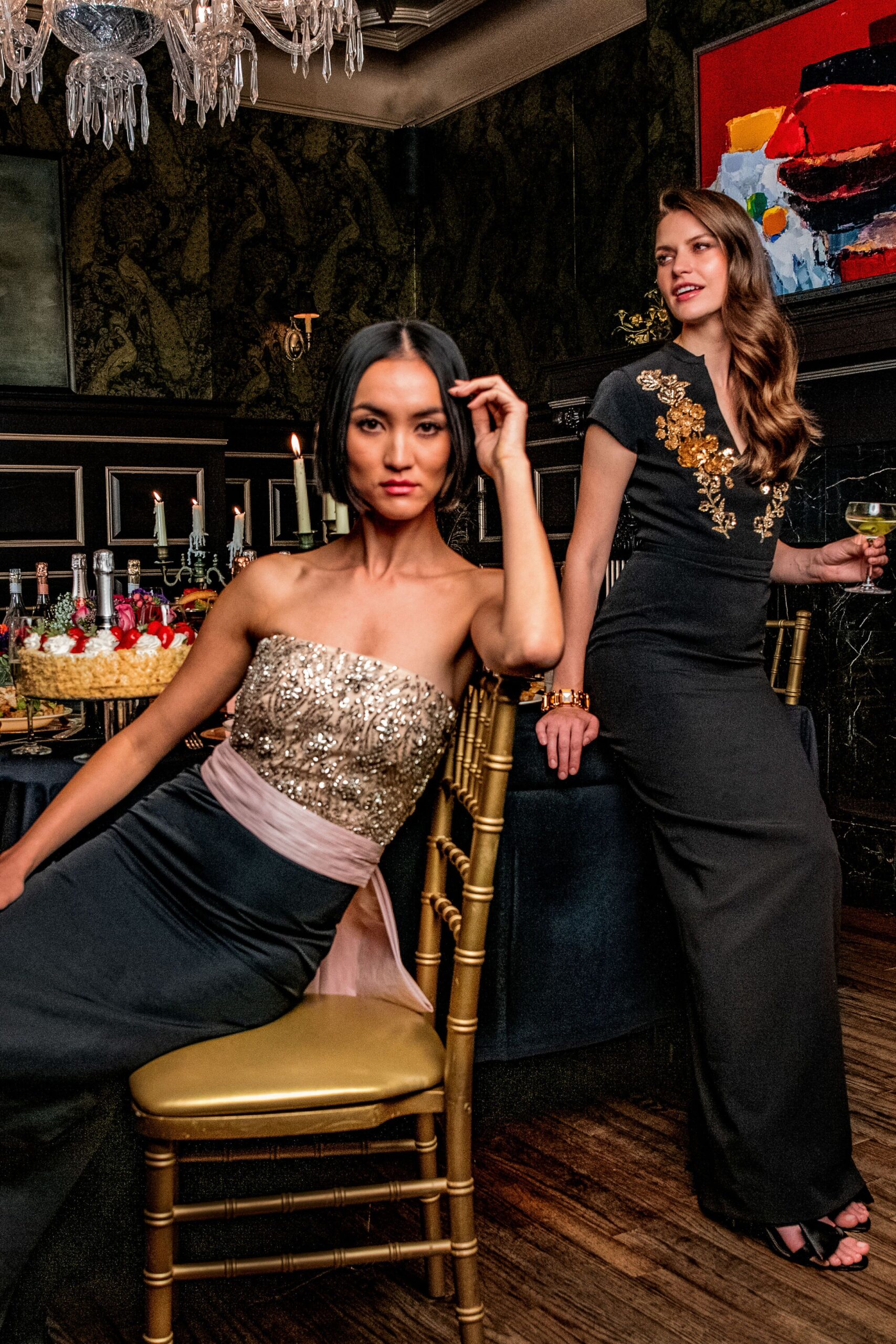 black embellished maxi gowns