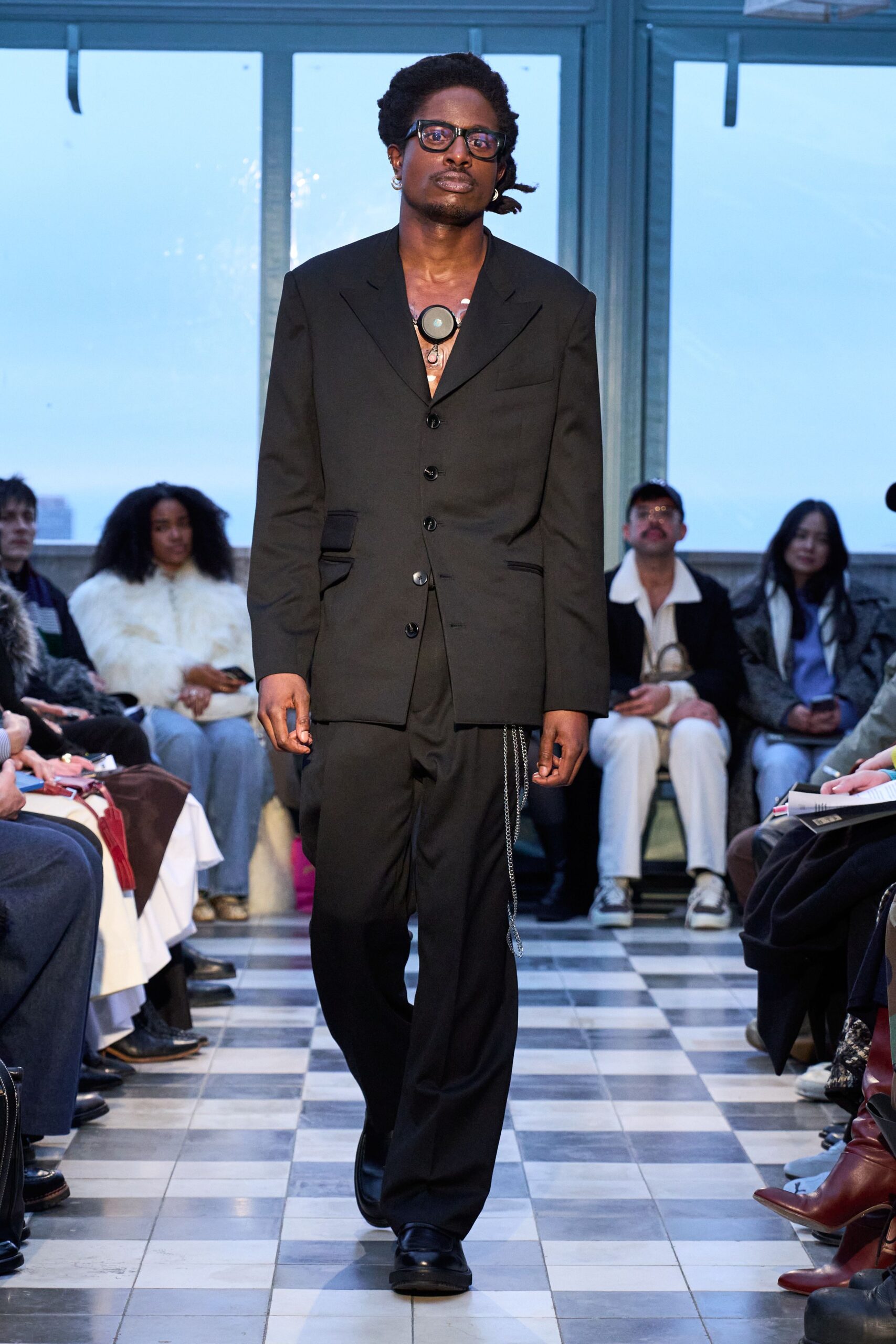 black tailored suit with shoes