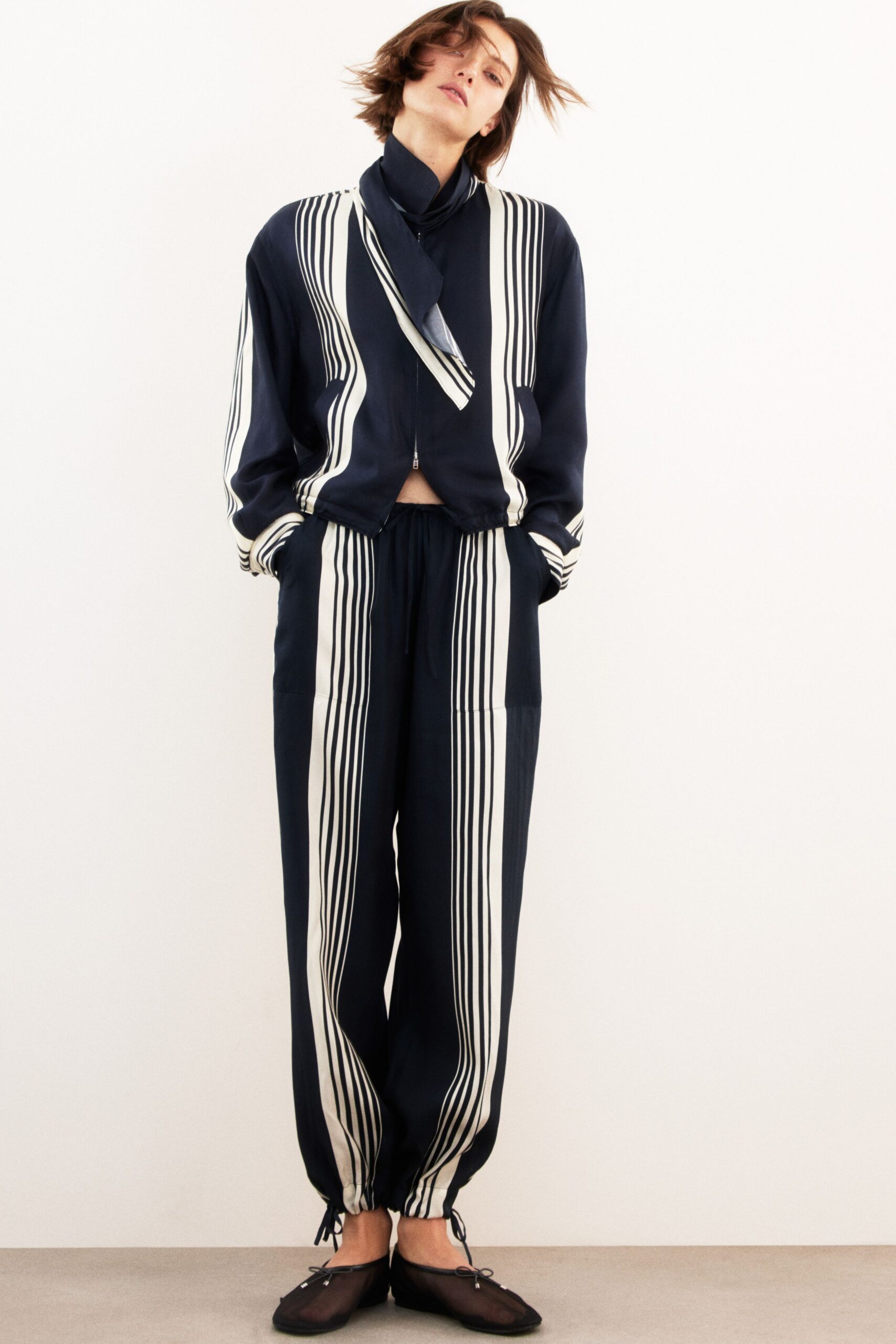 navy striped shirt and pants