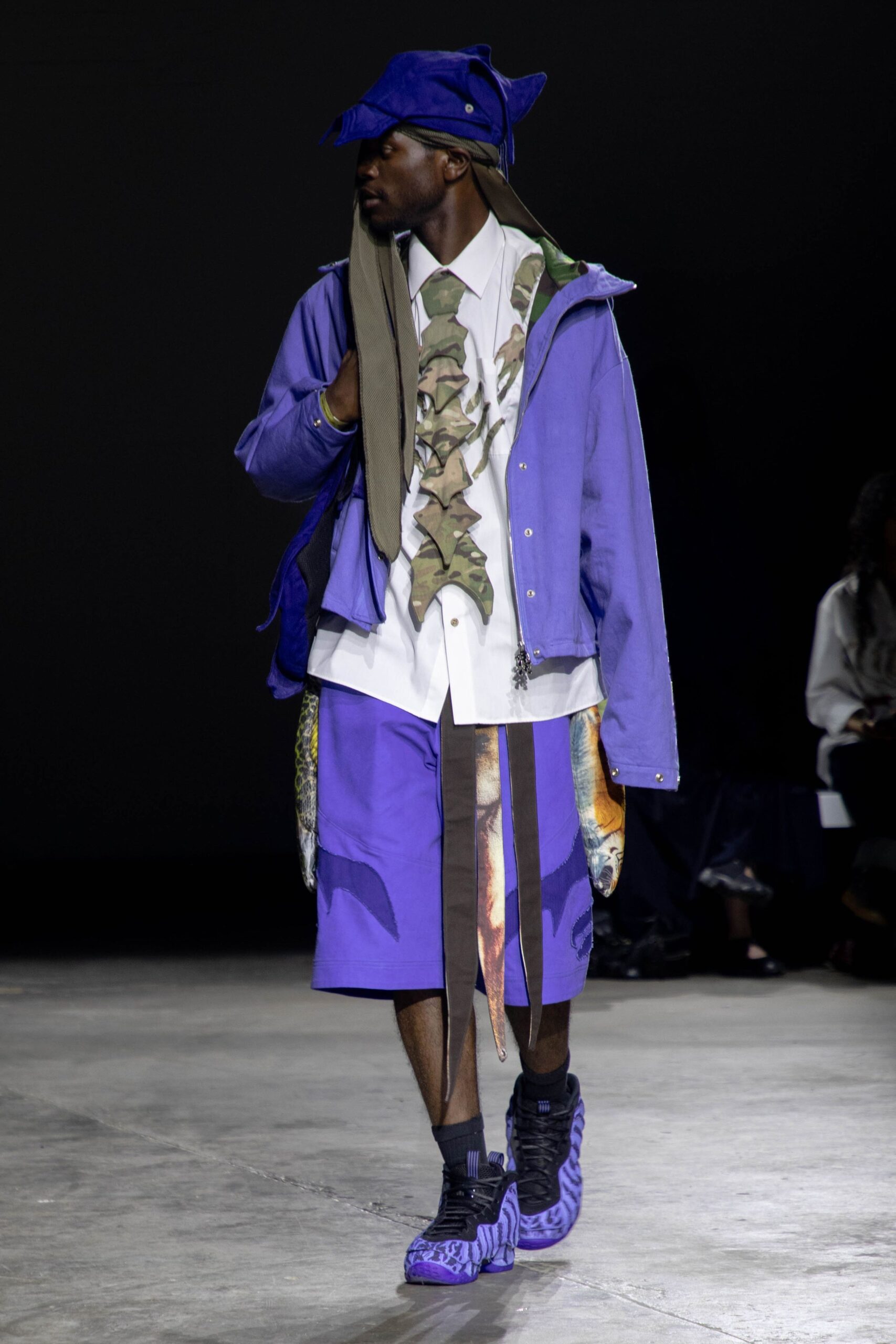 blue cotton jacket with shorts