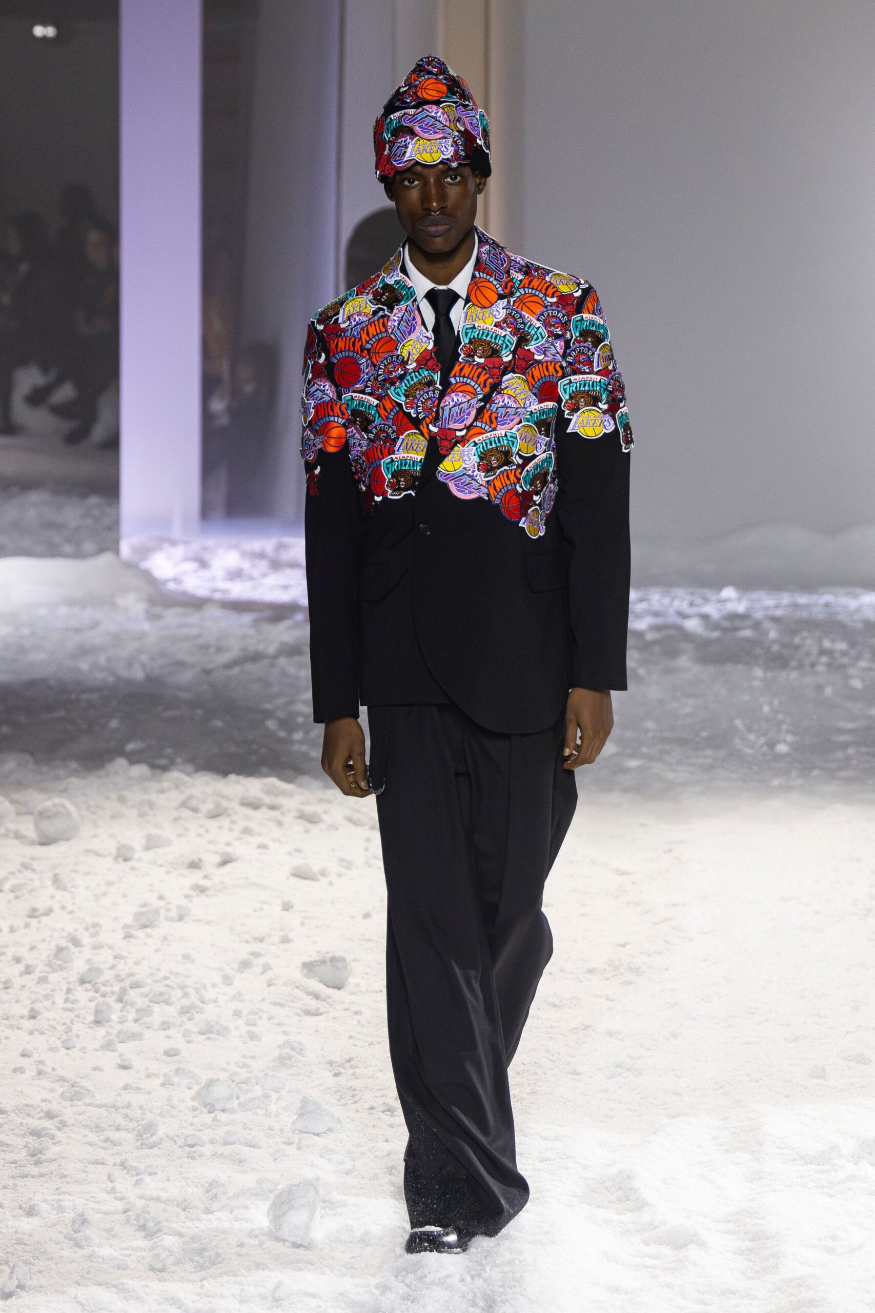 multi-colored embroidered suit