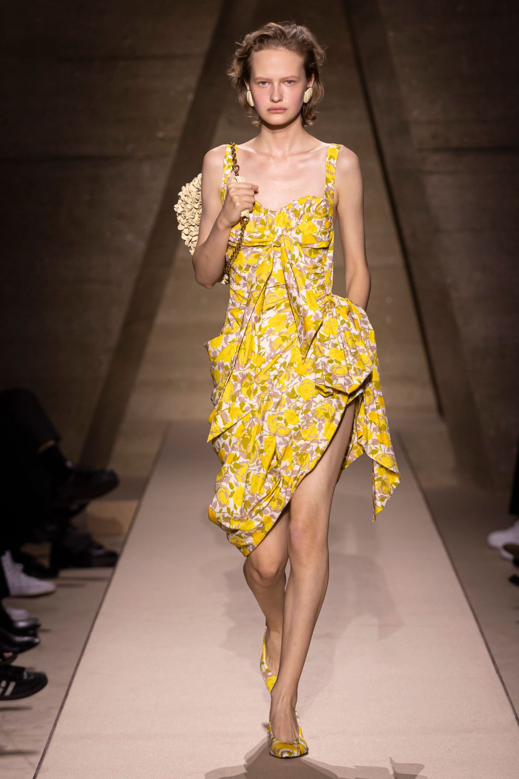 yellow floral mini dress