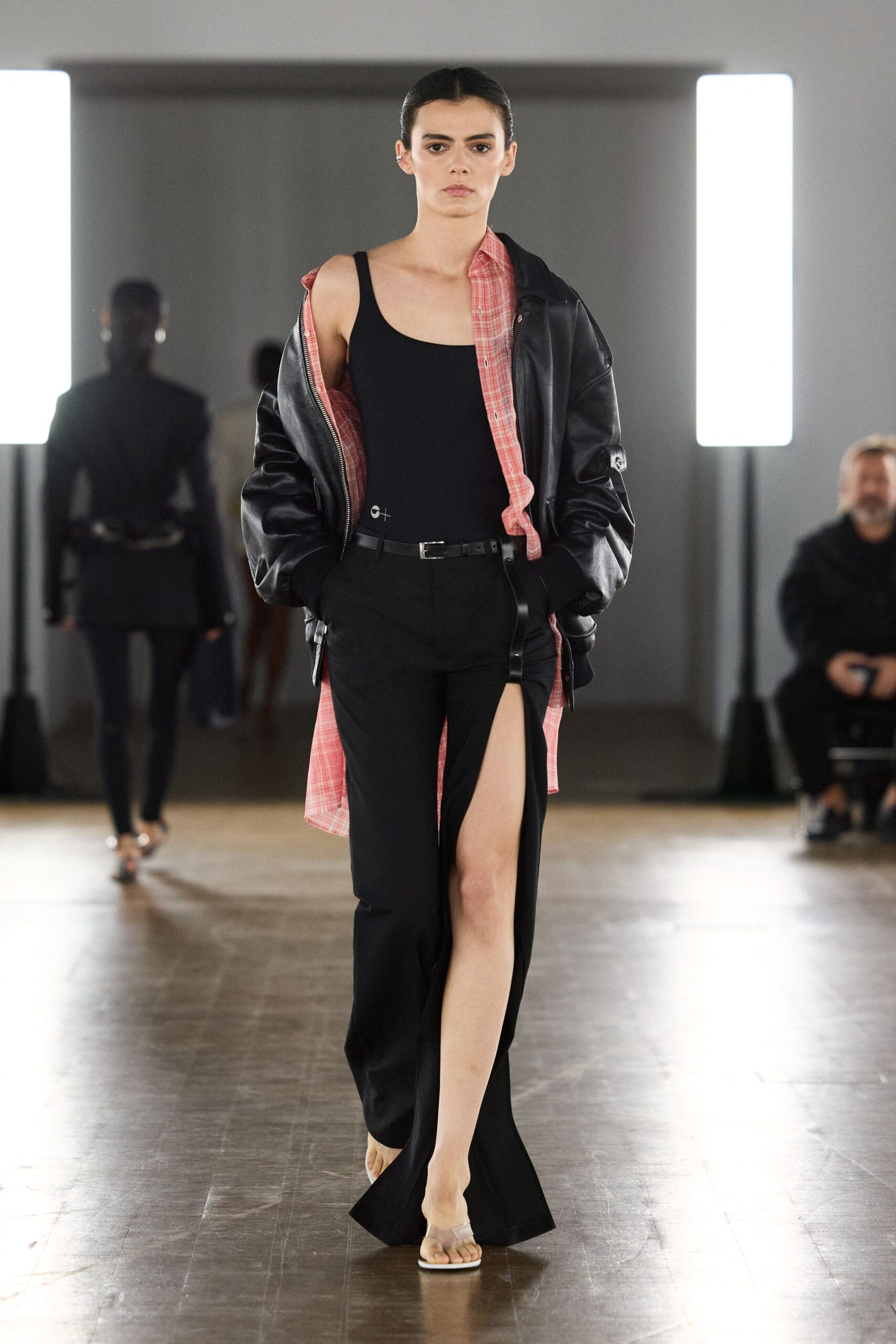 black slit fitted pants