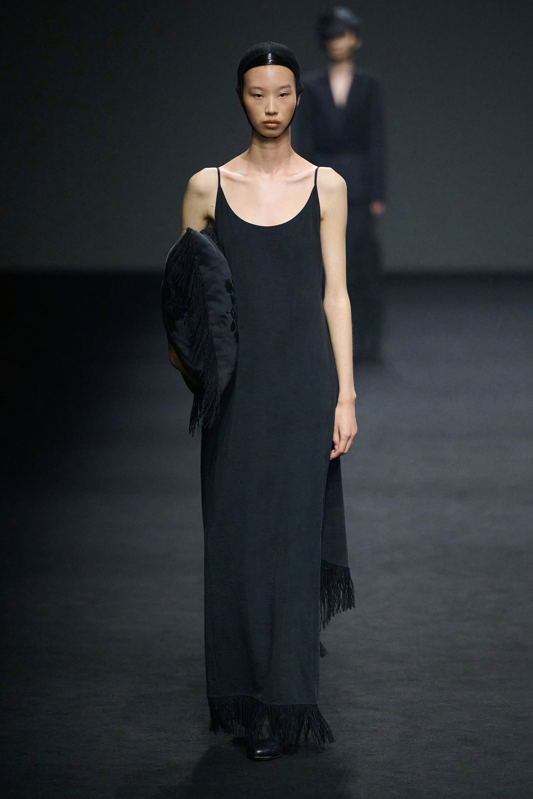 black silk sleeveless maxi dress