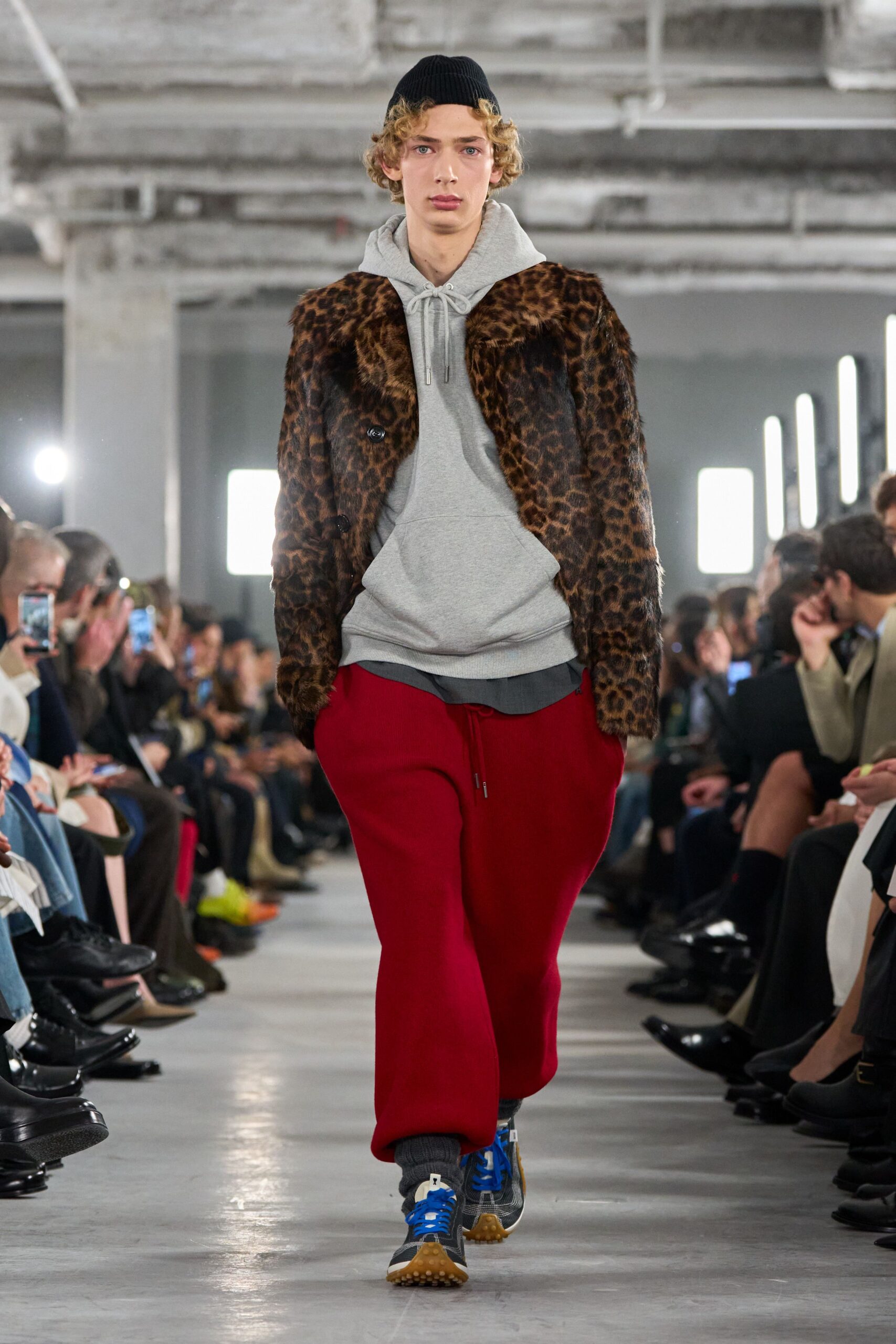brown faux-fur long-sleeve relaxed animal-print jacket