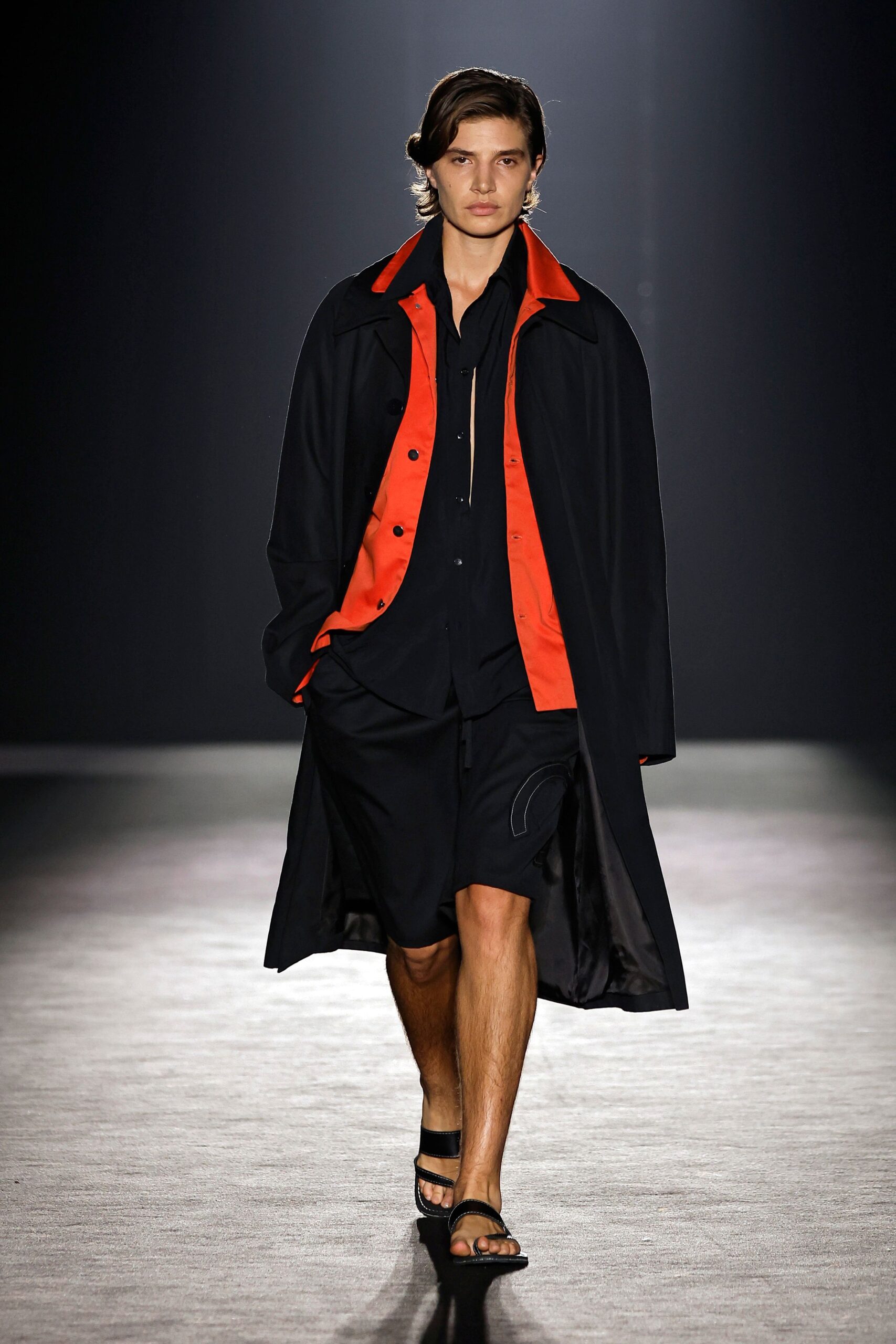 black and orange relaxed coat