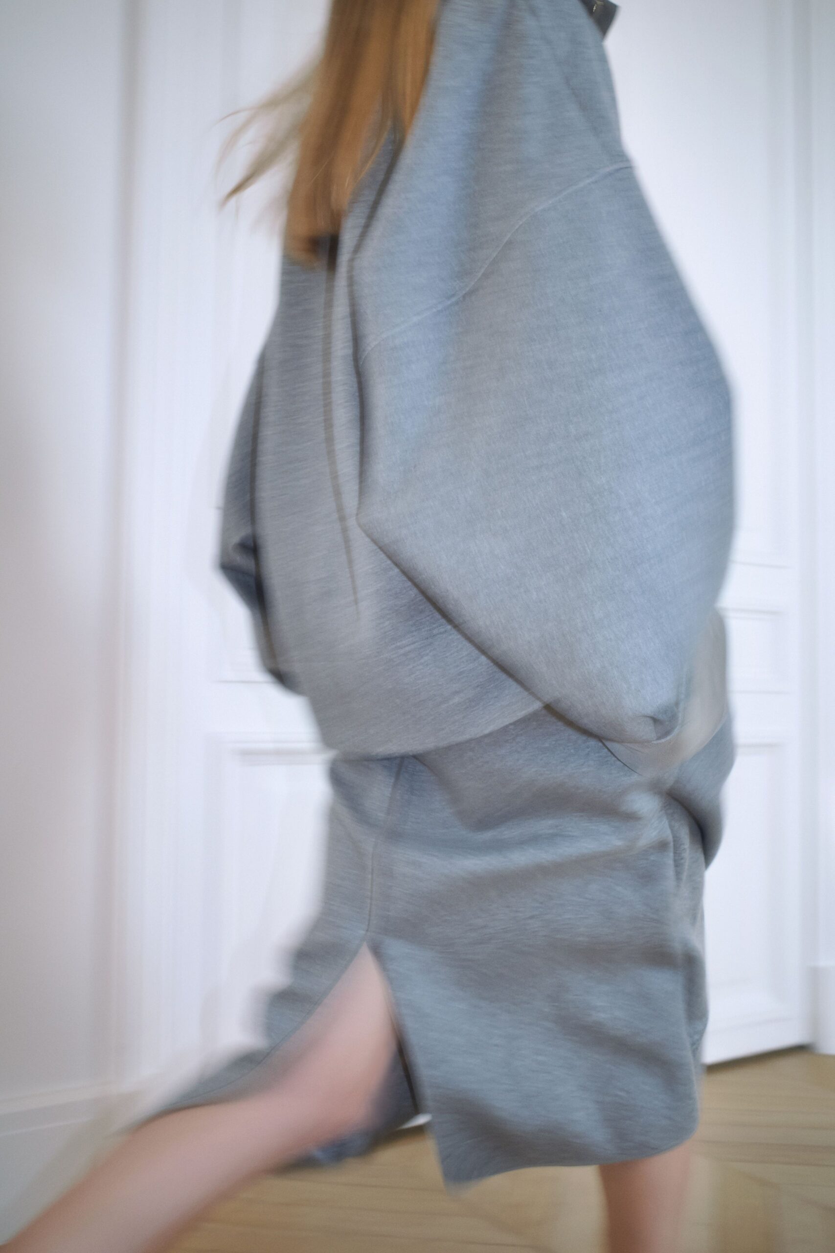 gray oversized midi dress