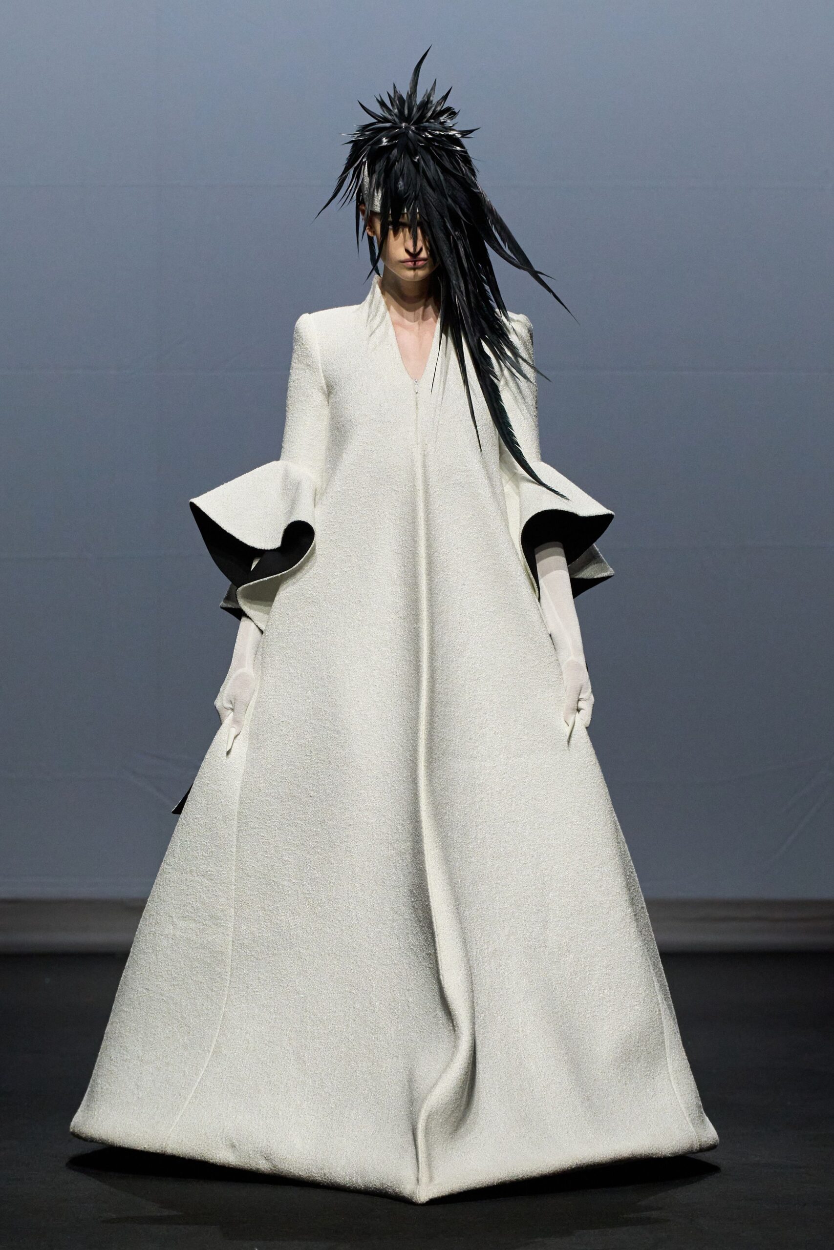 white relaxed long-sleeve gown