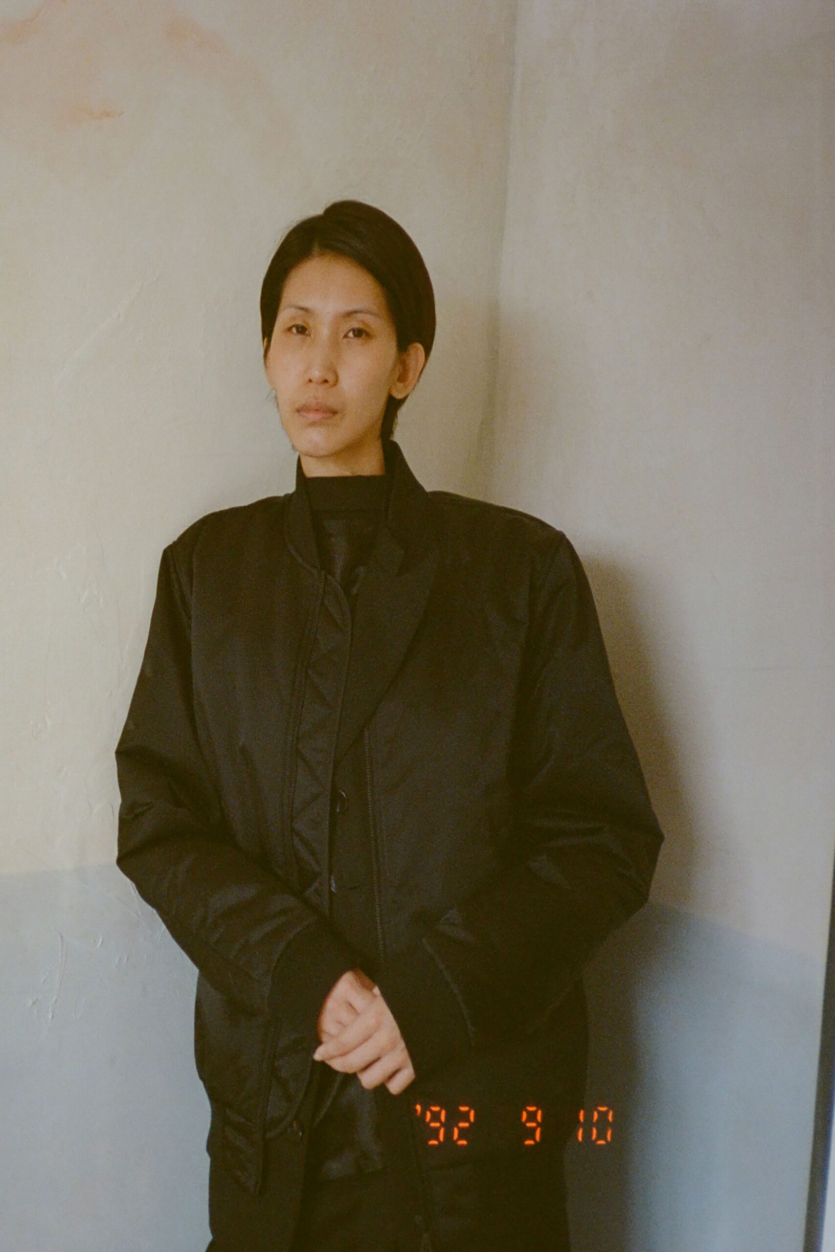 black relaxed jacket and fitted top