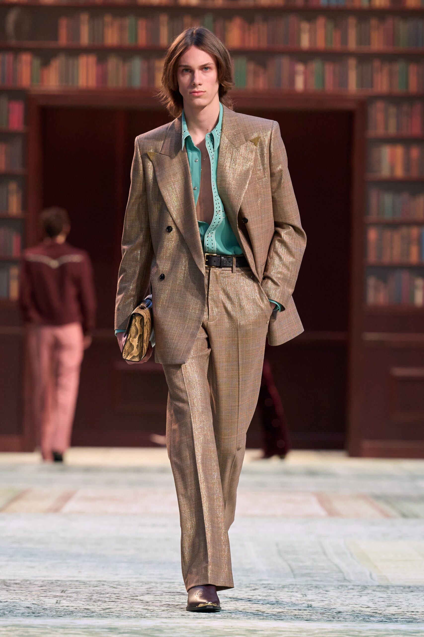 gold brown tailored suit