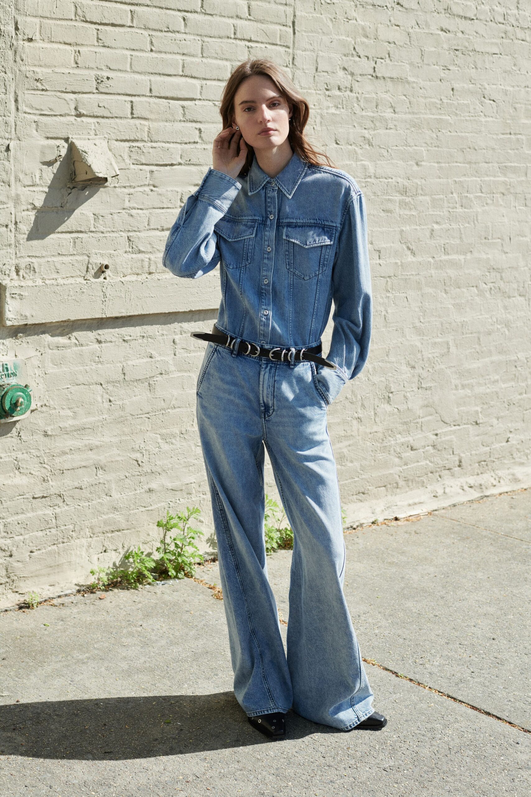 blue denim shirt and pants