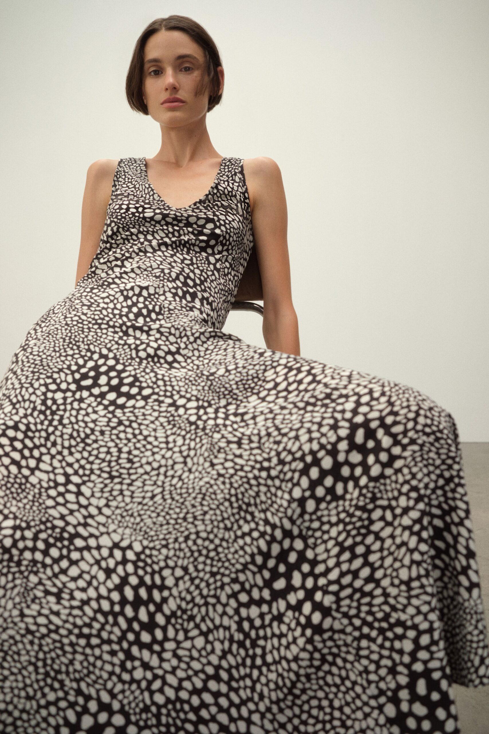 black and white printed maxi dress