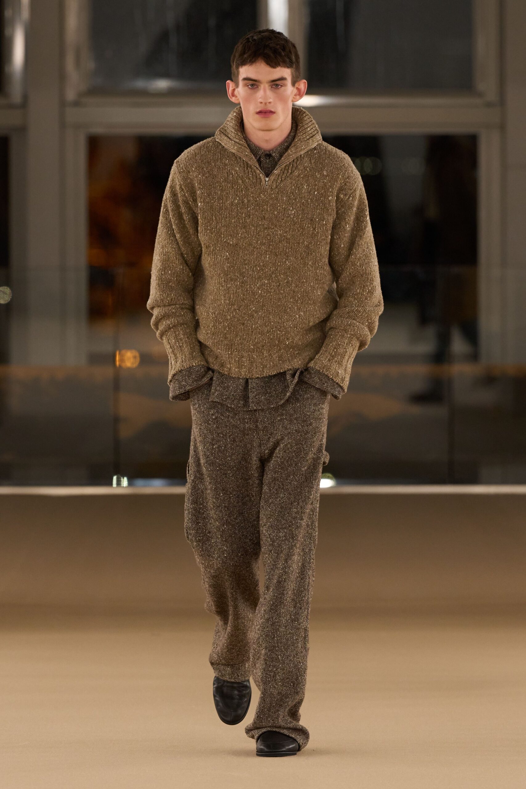 brown wool relaxed sweater and pants
