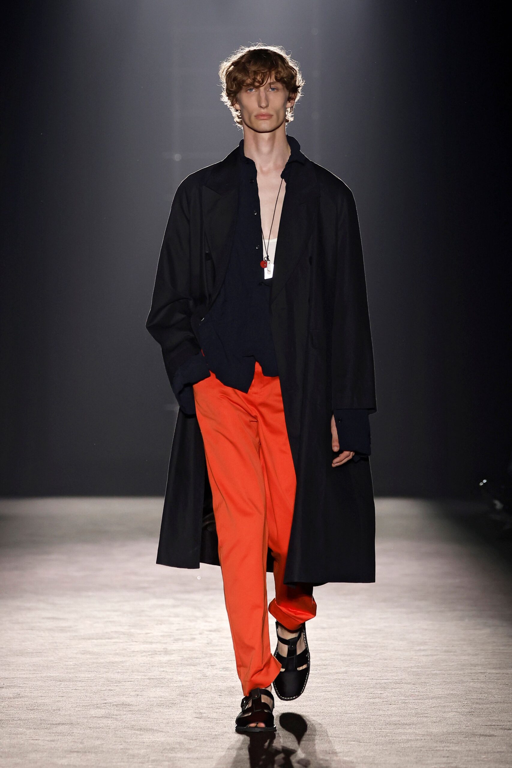 orange tailored high-waisted pants