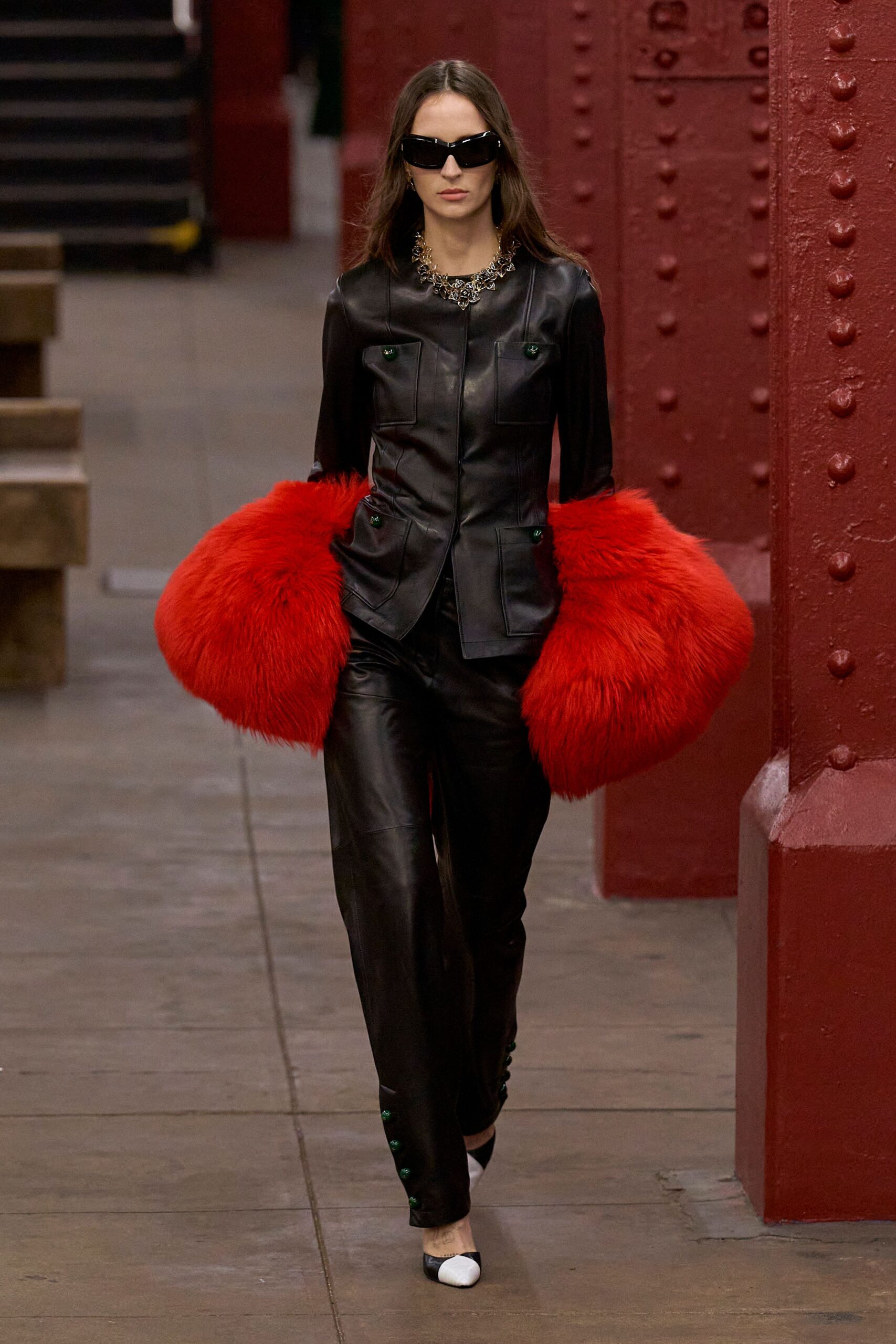 red fur bag