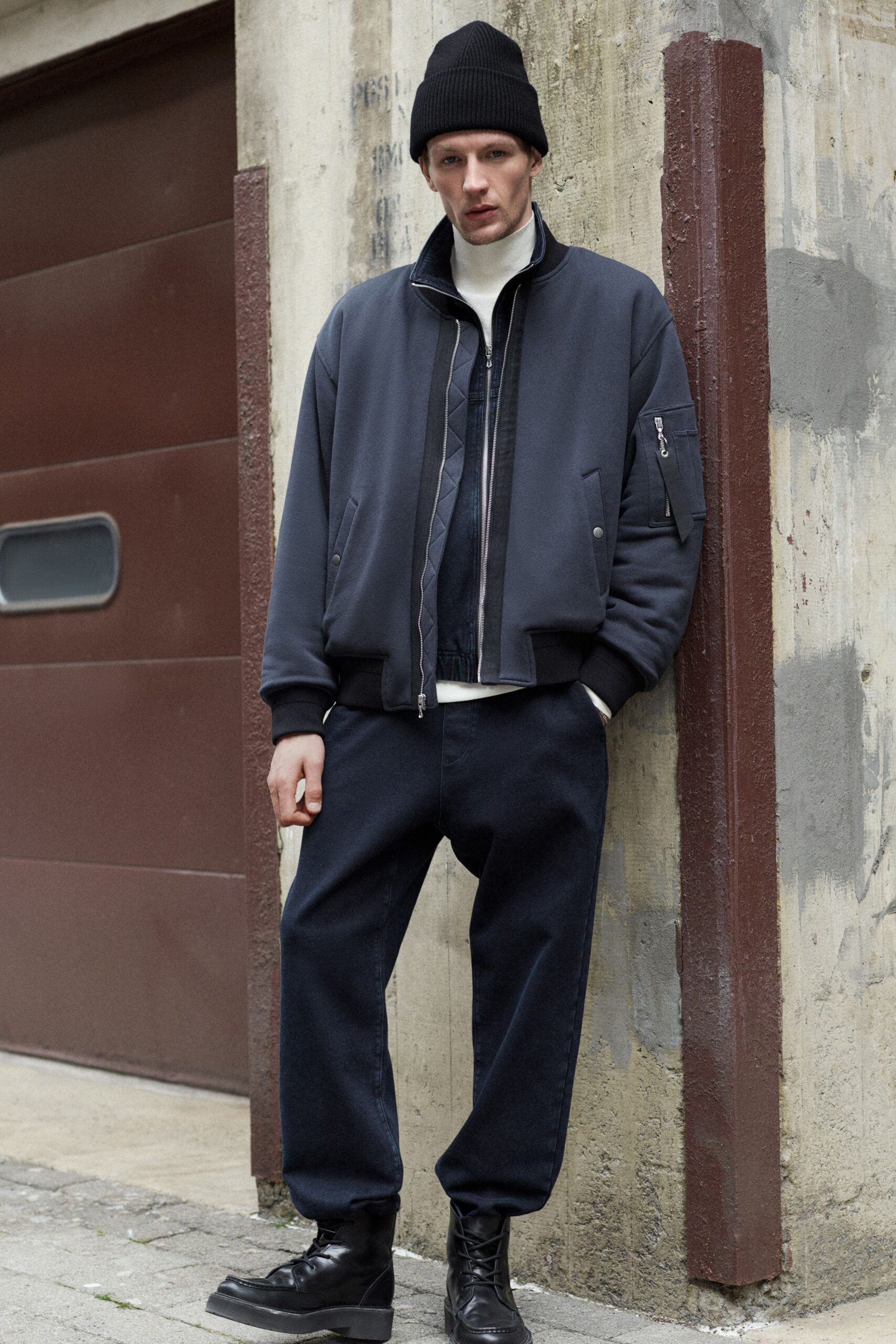 black relaxed jacket with white shirt
