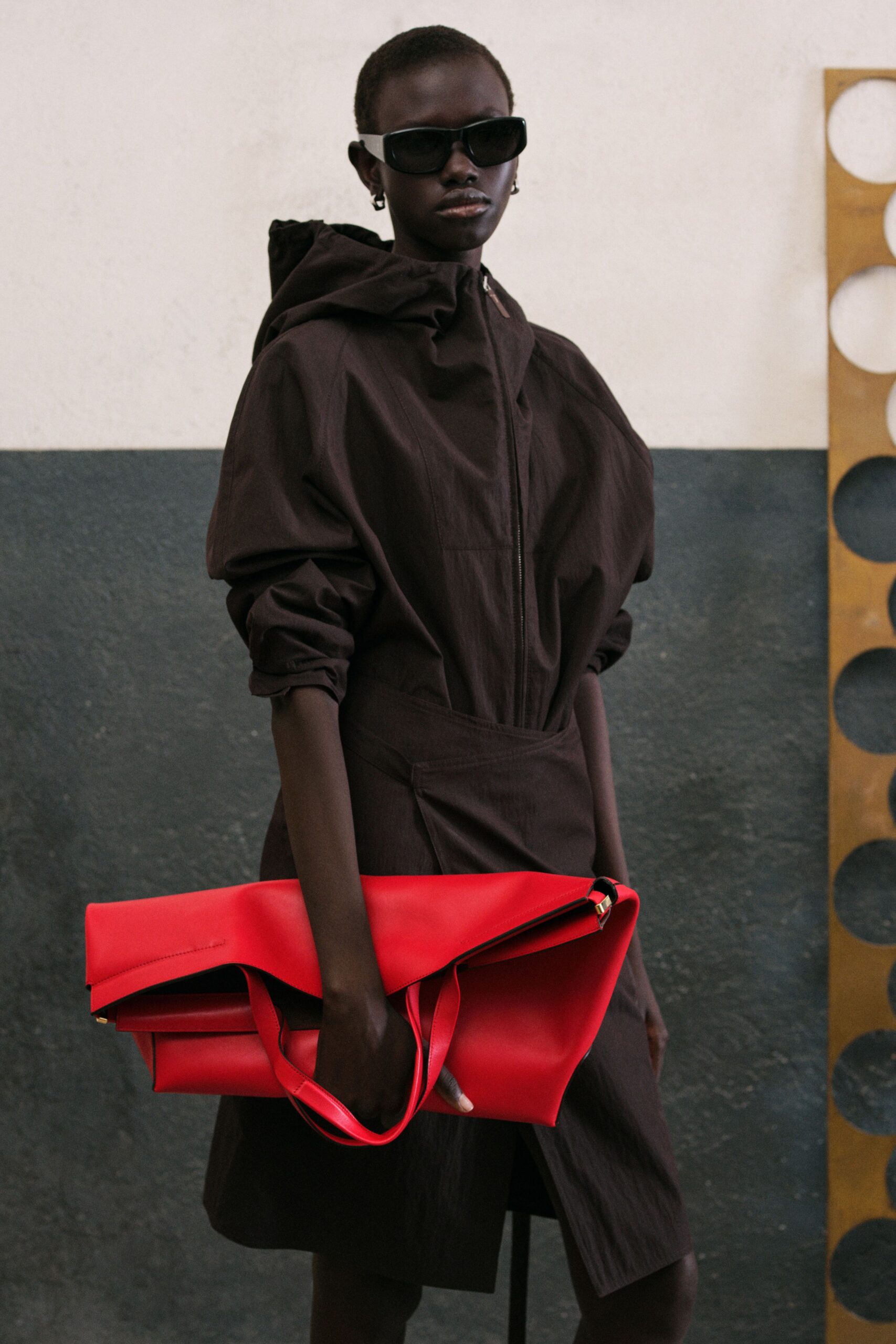 brown oversized hooded dress