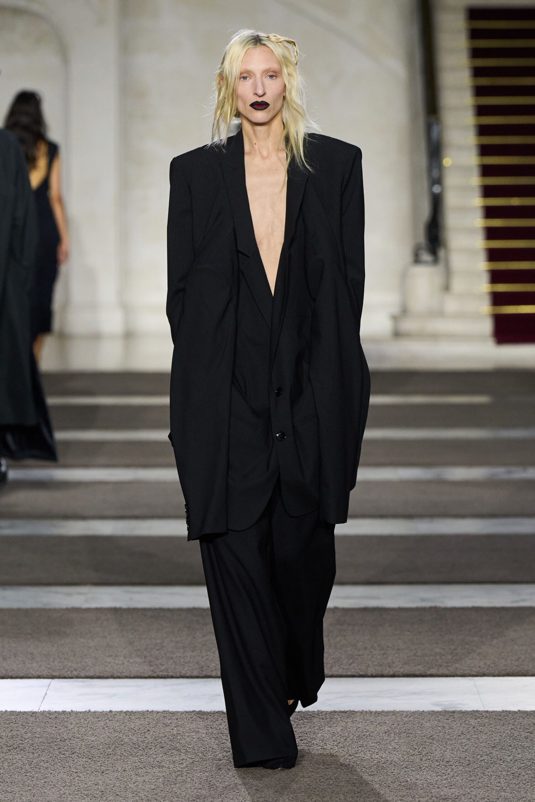 oversized black wool suit
