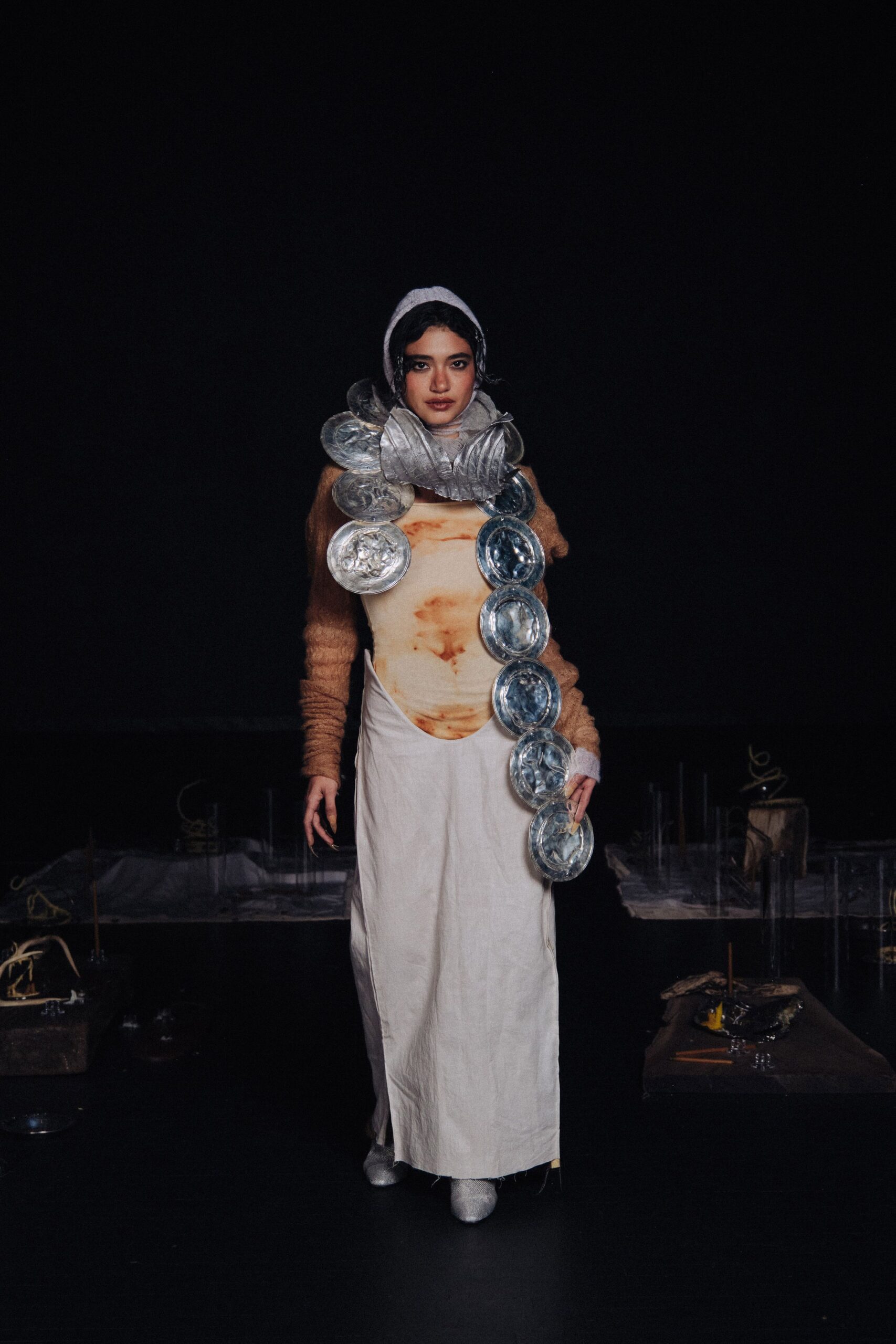 gray silk scarf