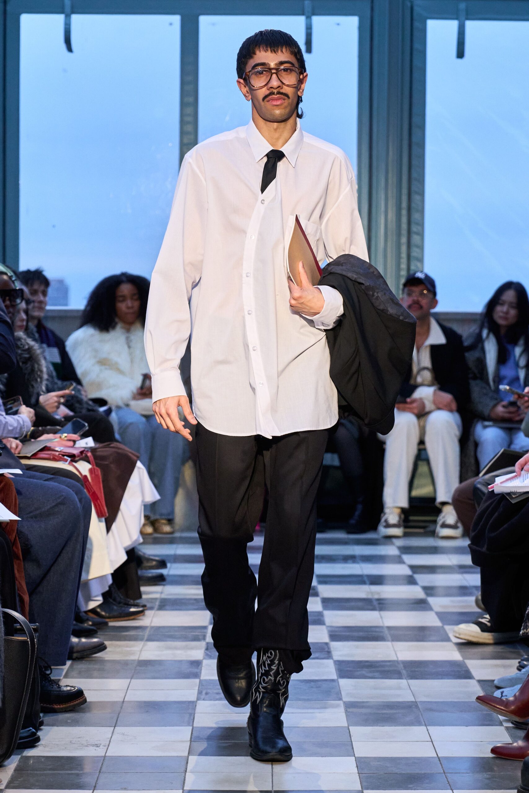 white shirt black pants outfit