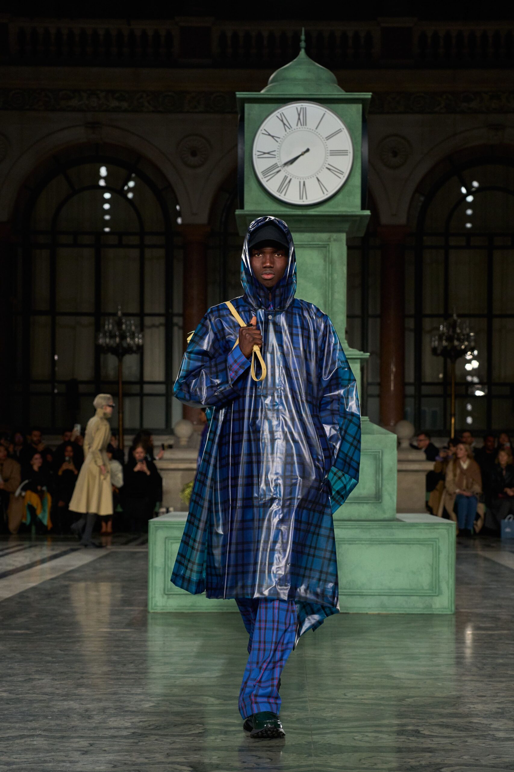 blue green vinyl coat and pants