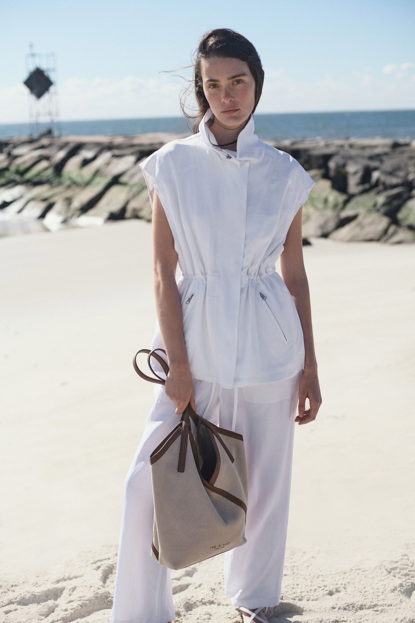 white relaxed top and pants