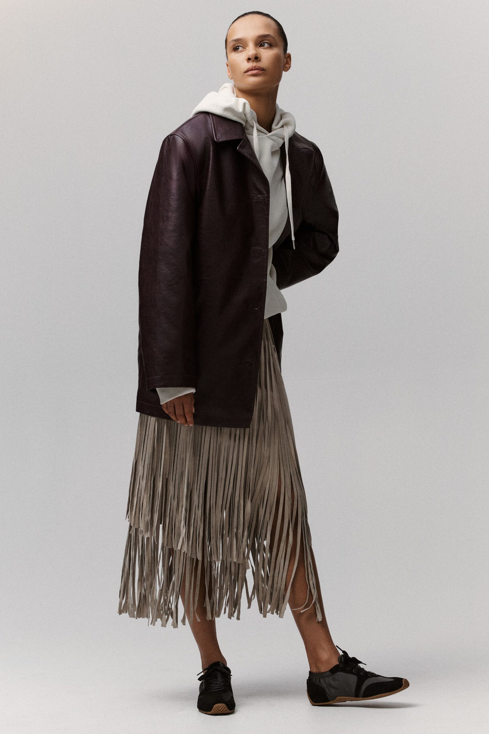 brown leather jacket with hoodie