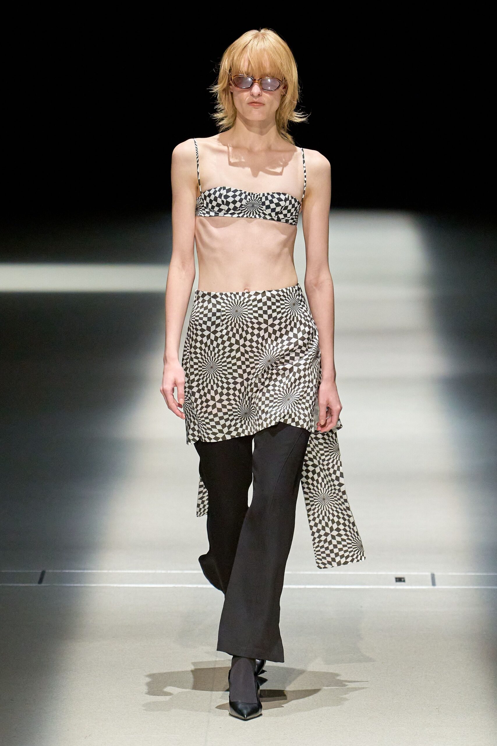 checkered crop top and skirt