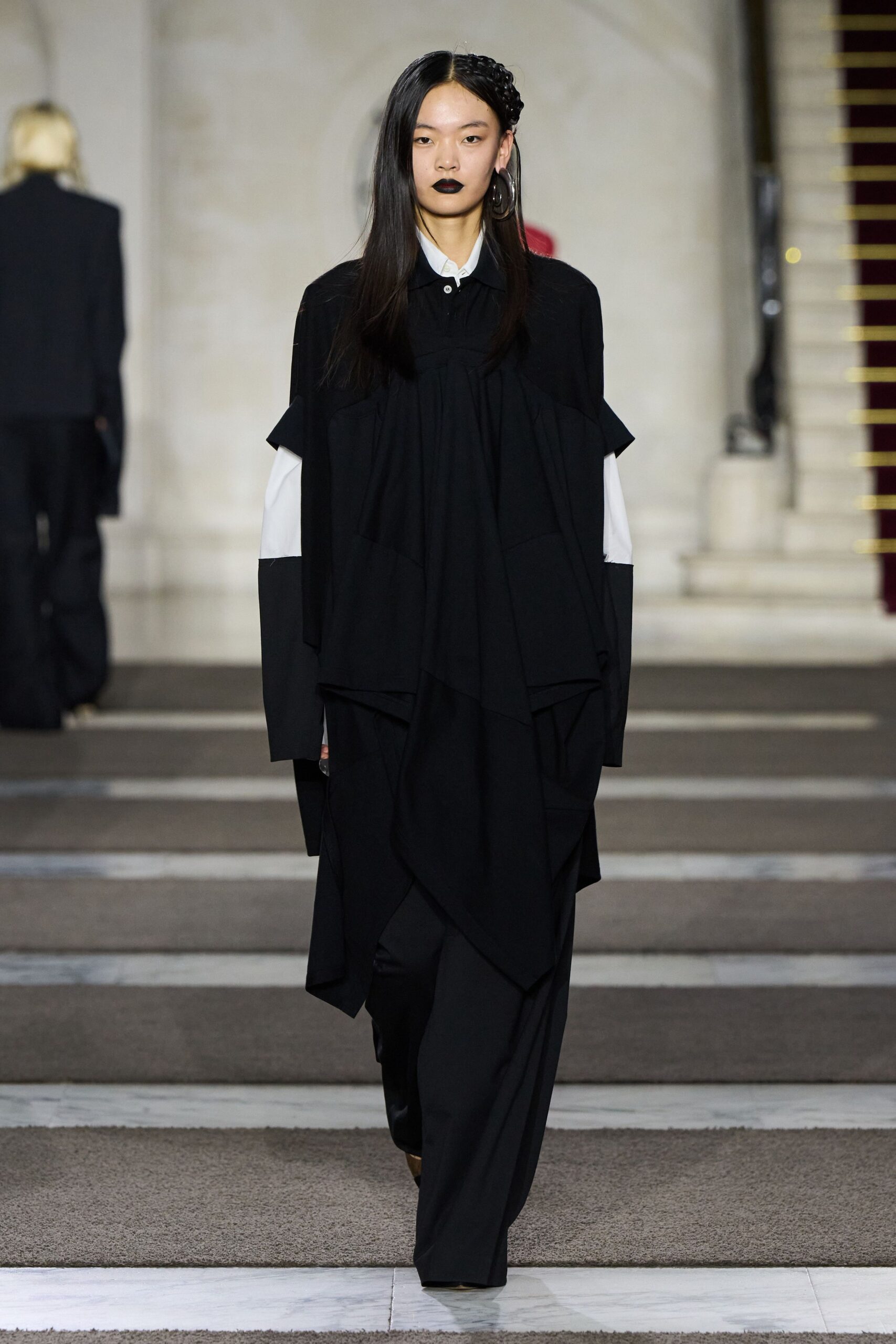black relaxed cape and pants