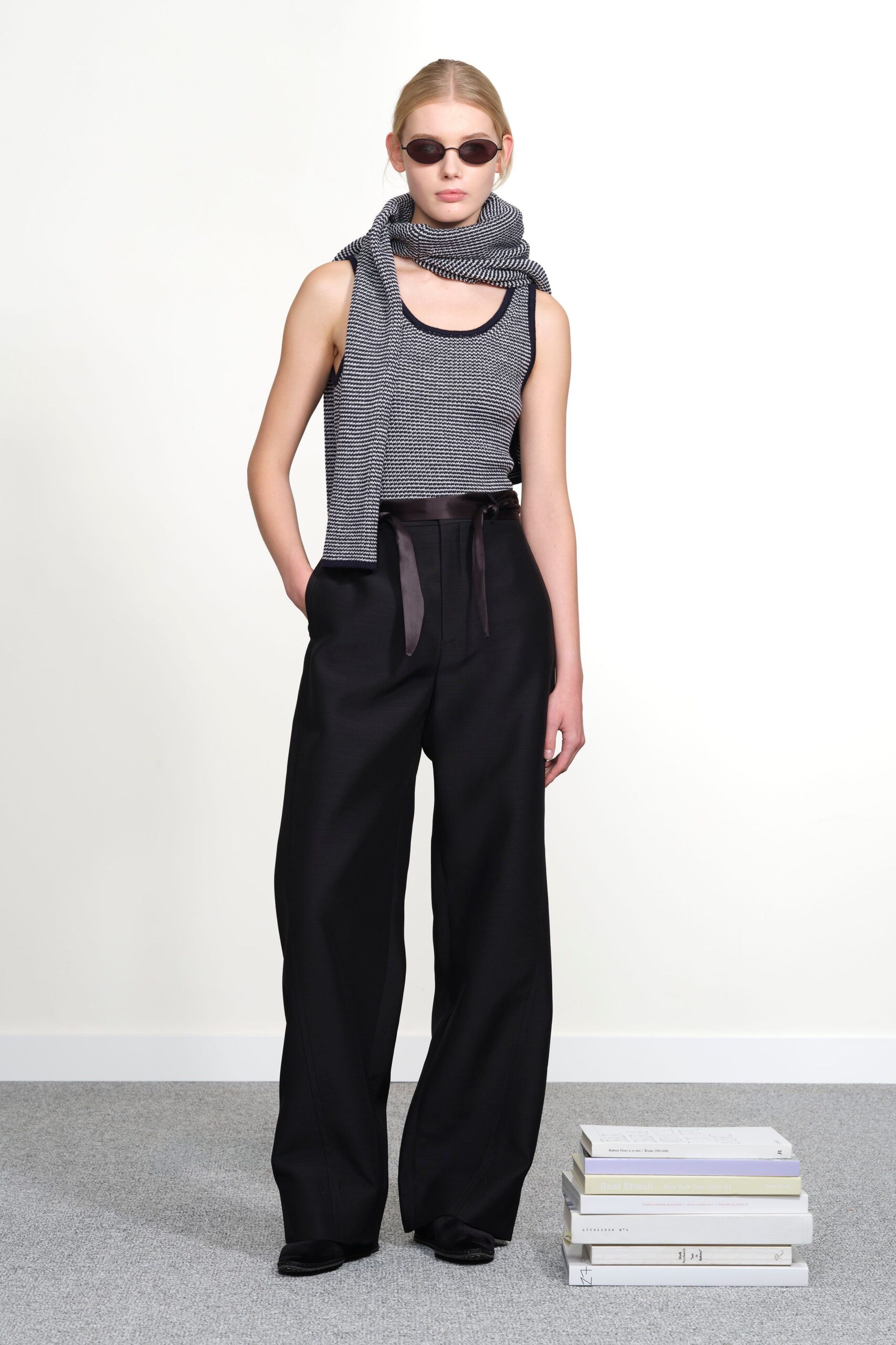 gray cotton sleeveless cutout fitted ribbed tank-top