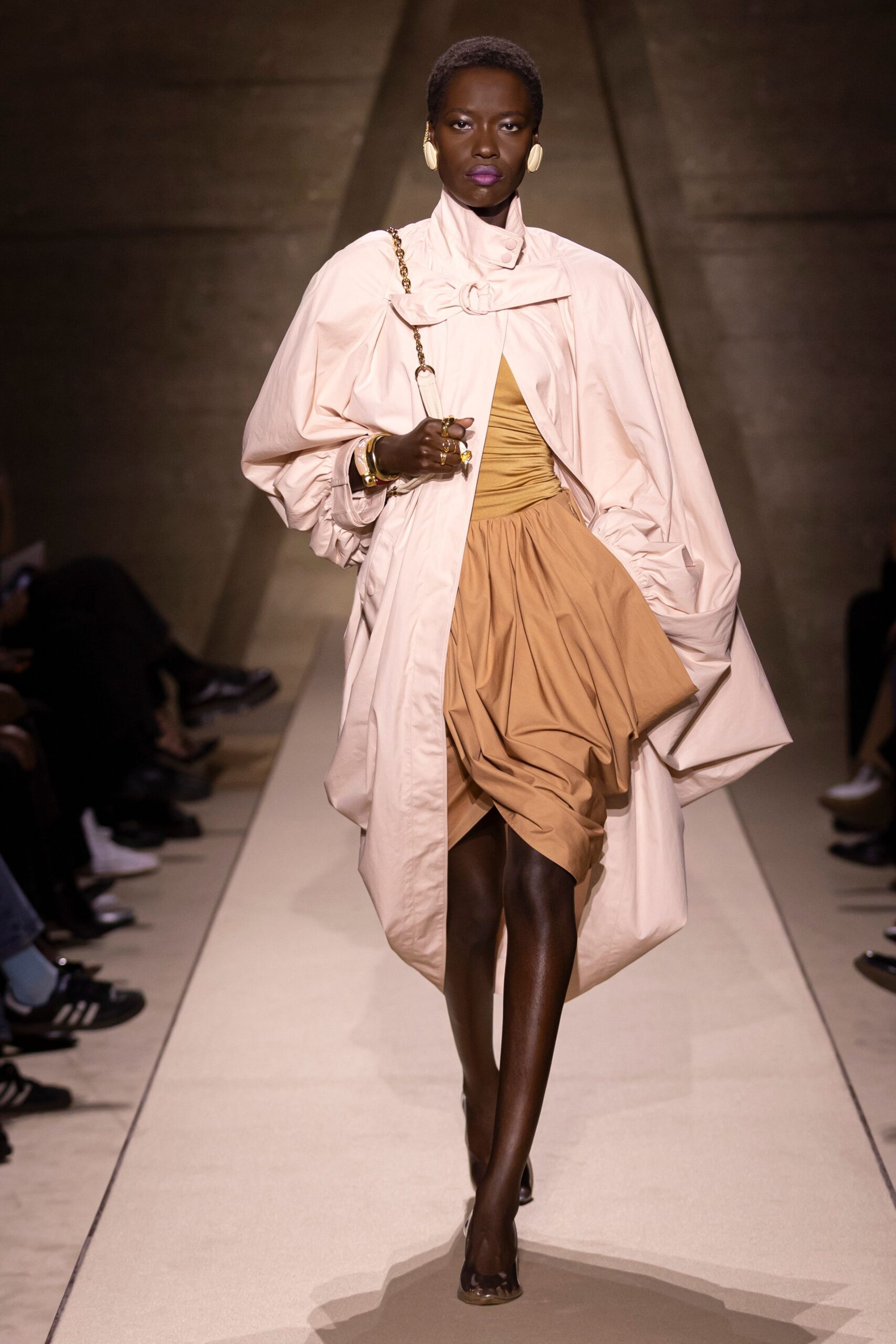 beige silk fitted pleated mini skirt