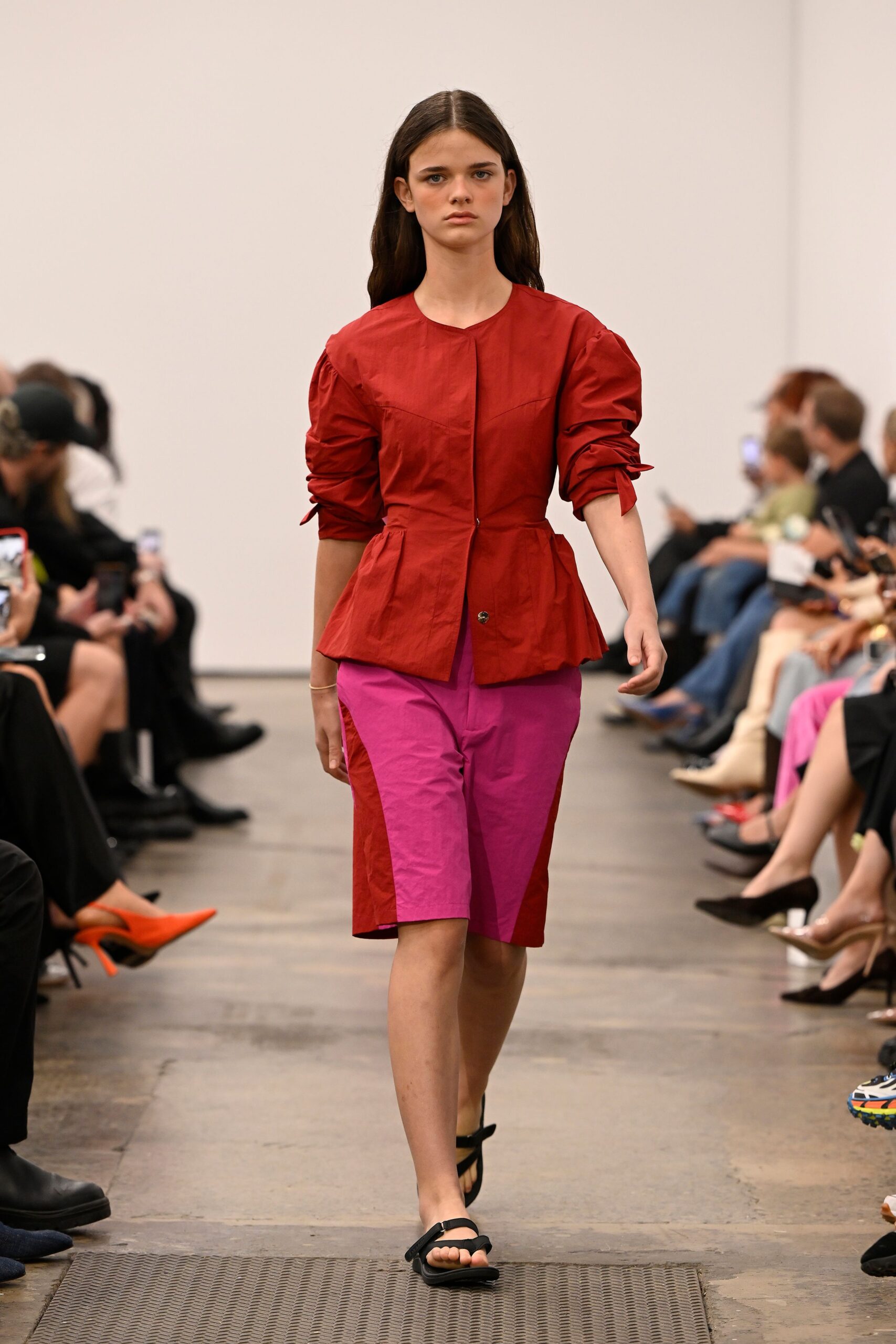 pink cotton relaxed straight-leg skirt
