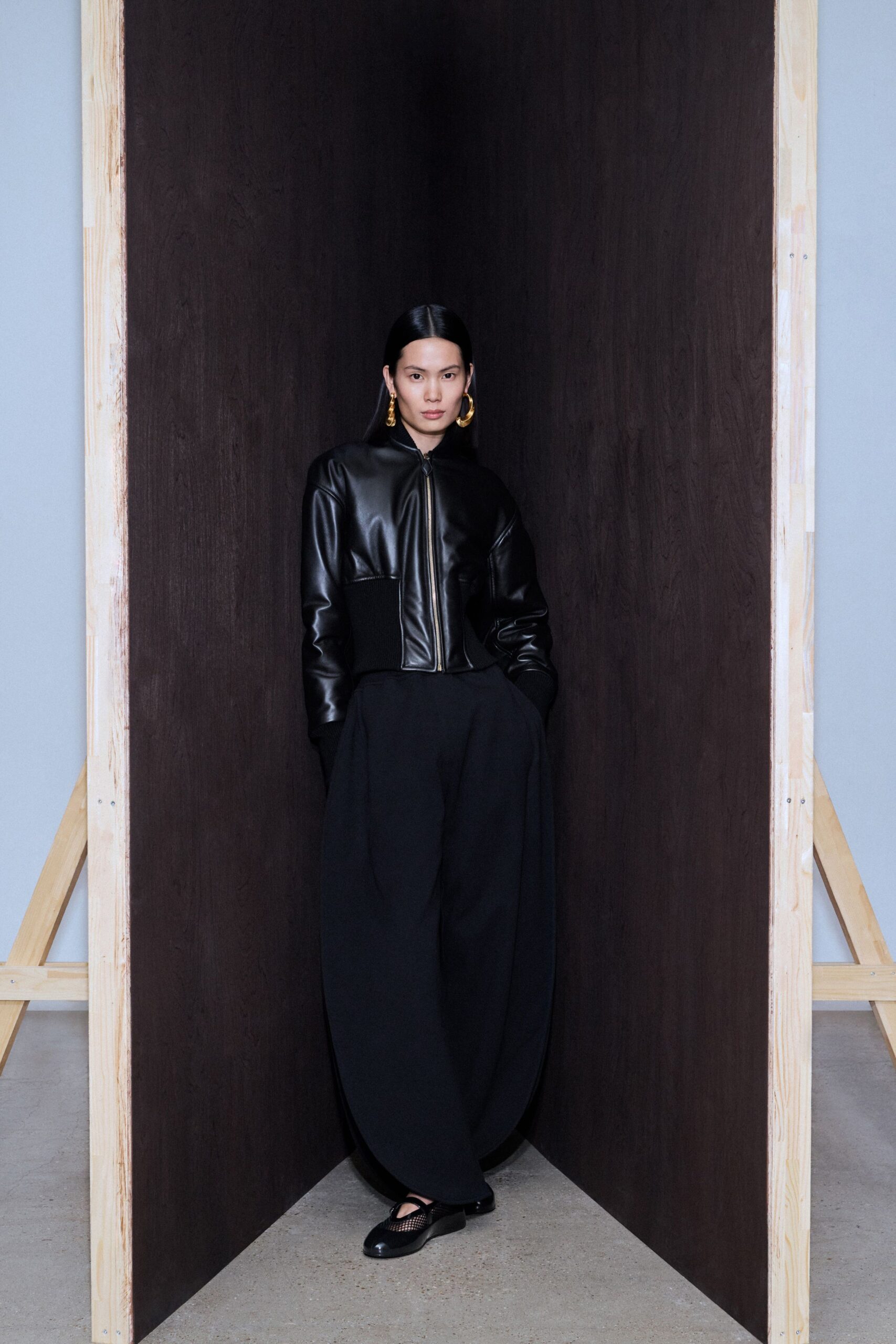 black leather jacket and pants