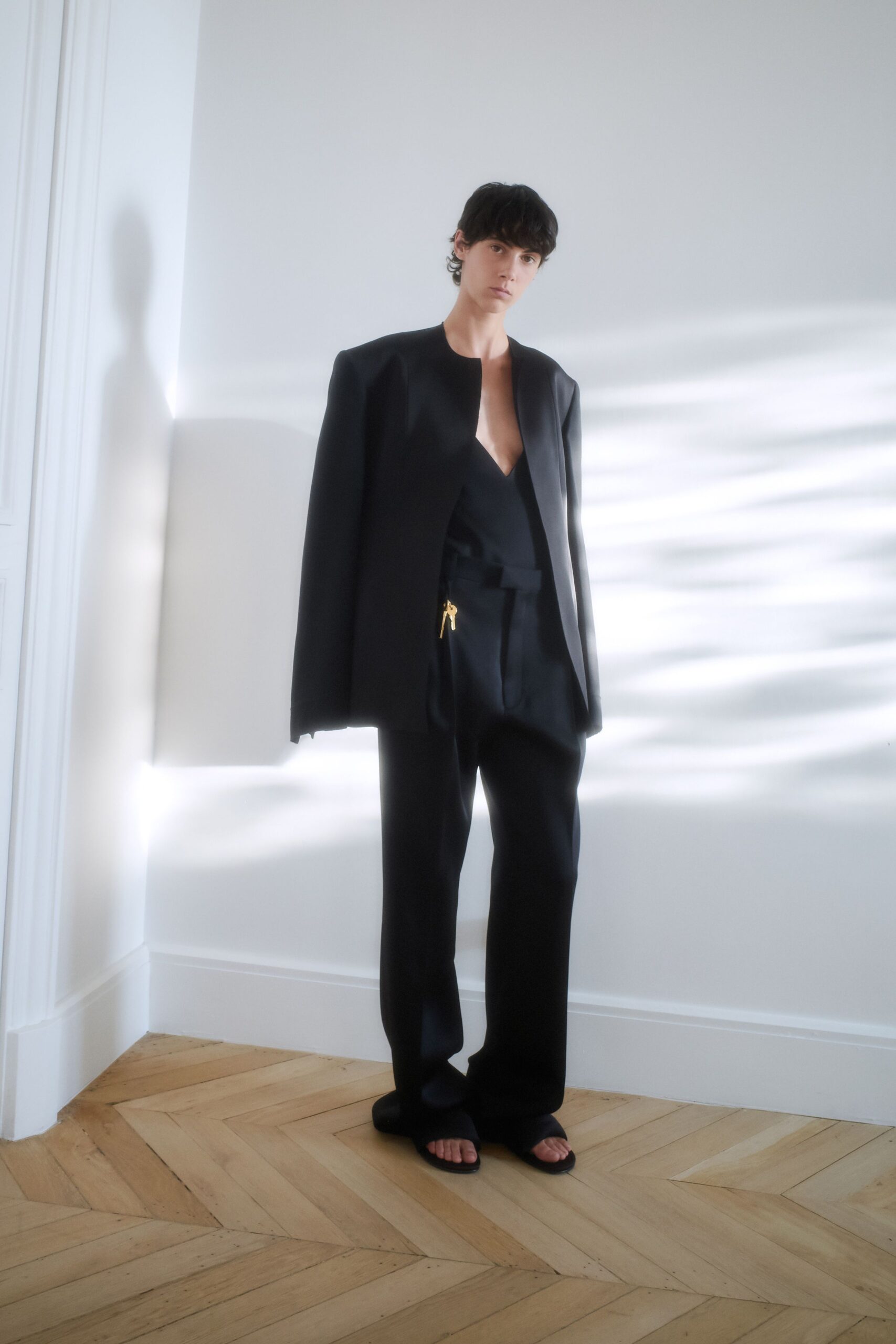 black oversized blazer with relaxed pants