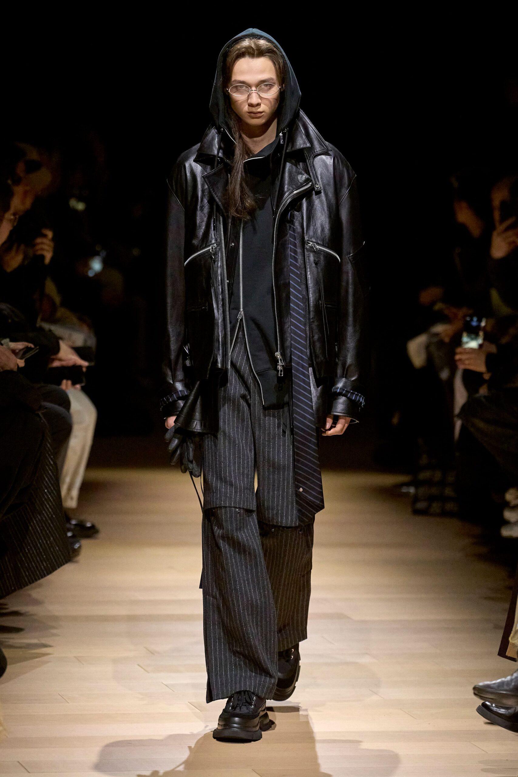black leather jacket and pants
