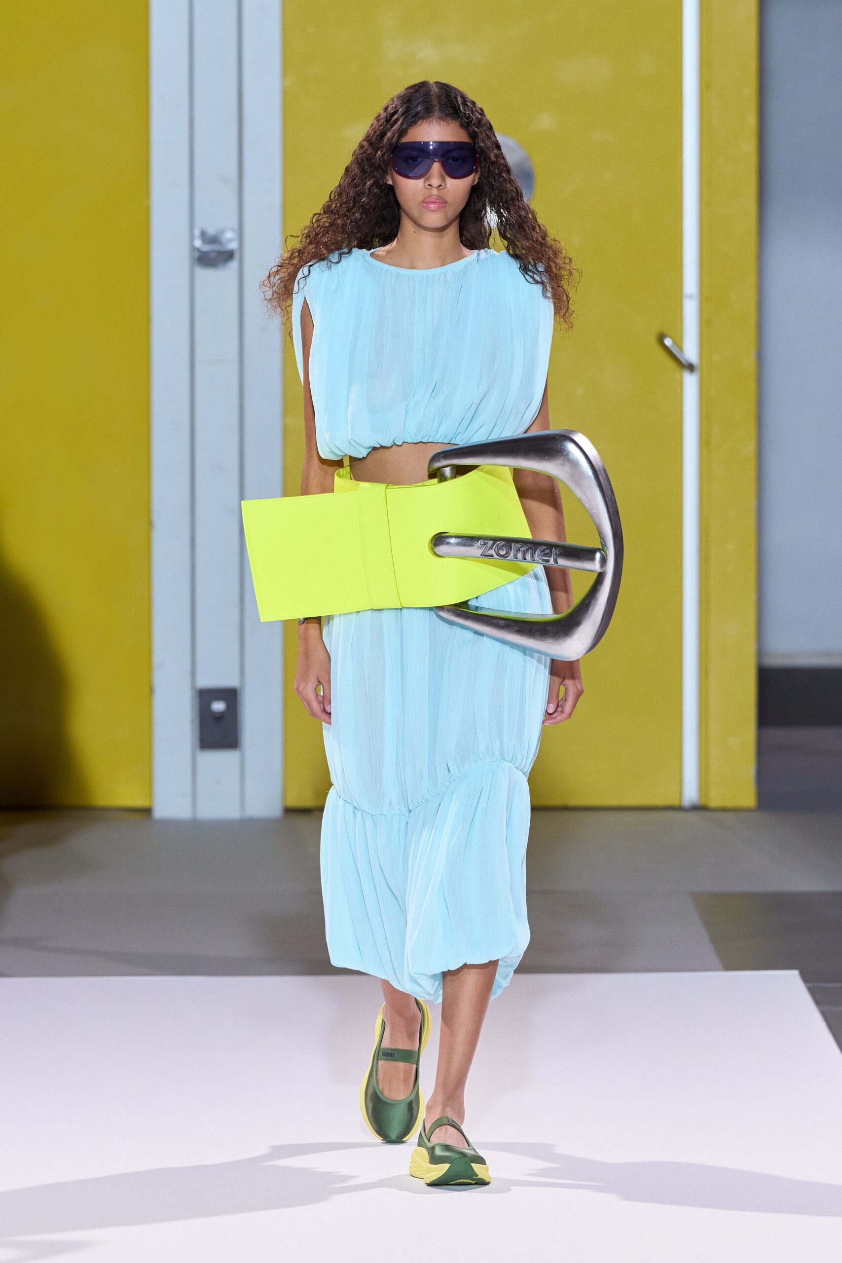 light blue tiered midi dress