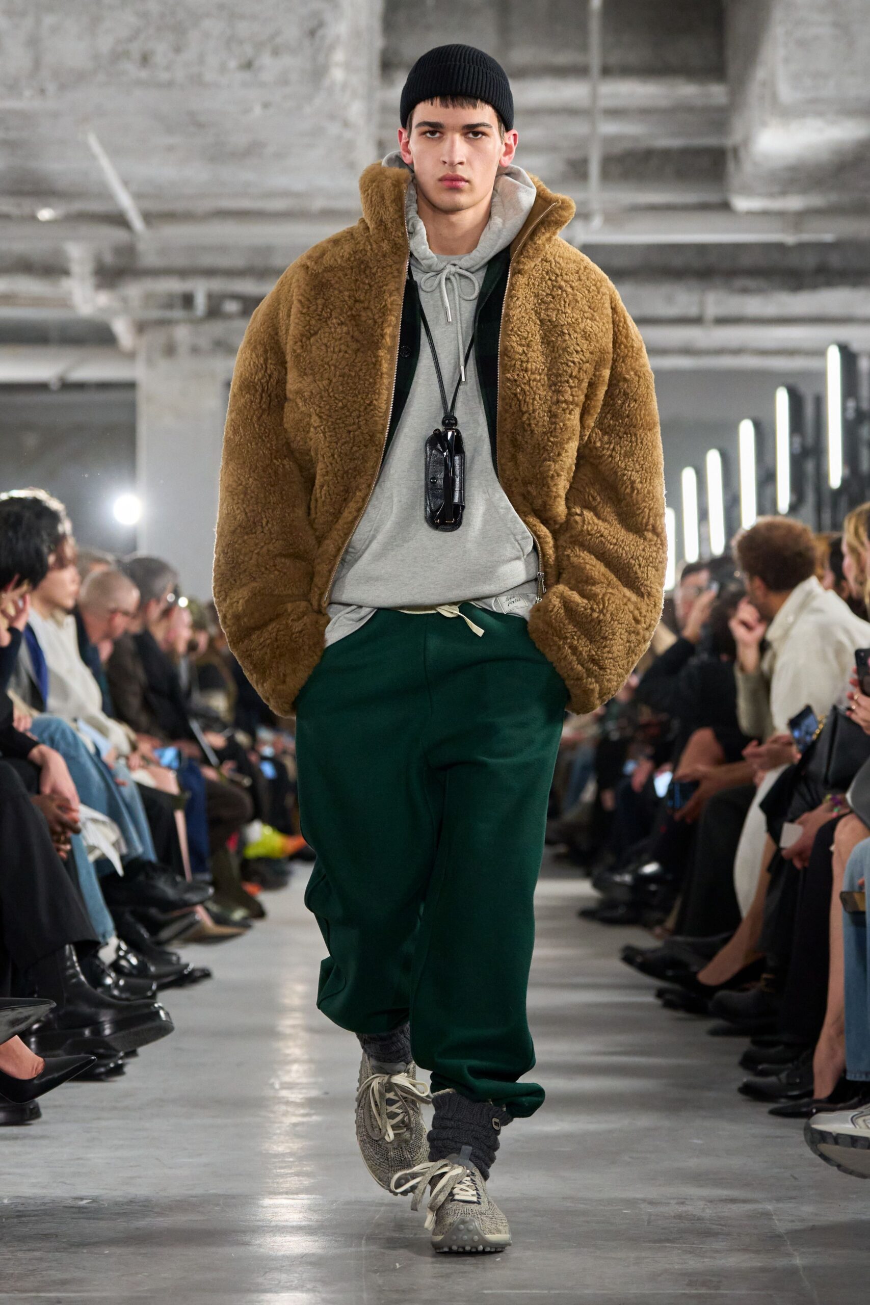 brown faux-fur oversized jacket